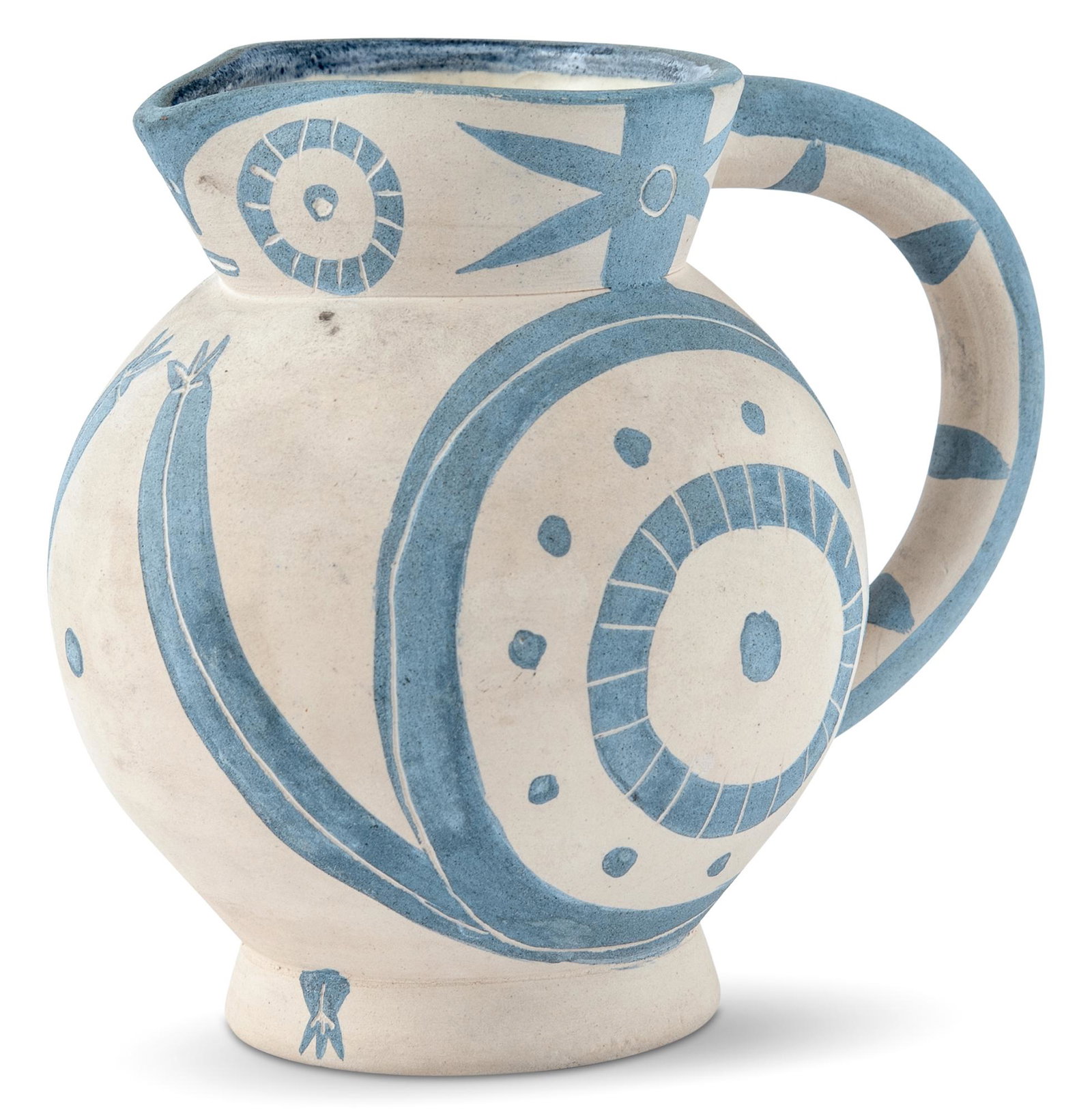 Pablo Picasso (1881-1973): Pablo Picasso (1881-1973) PETIT CHOUETTE (SEE ALAIN RAMIÉ 82) Painted and partially glazed (interior only) white ceramic pitcher, 1949, a variant aside from the edition of 200, inscribed Edition 