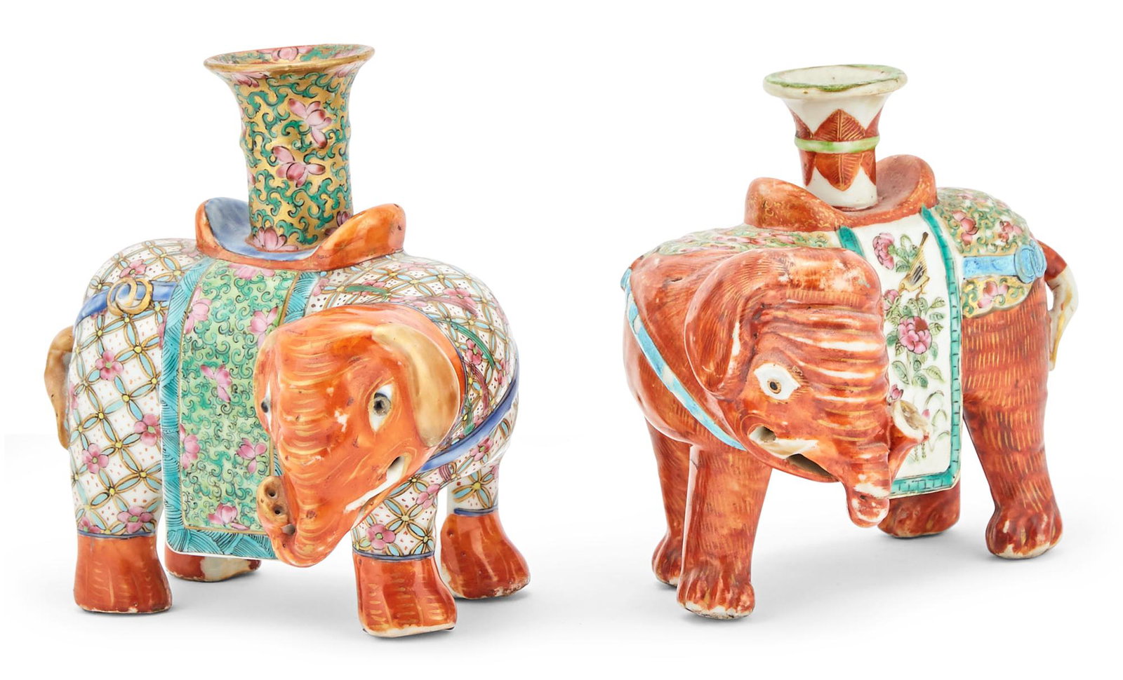 Assembled Pair of Chinese Export Porcelain Elephant-Form Joss Stick Holders (1 of 6)