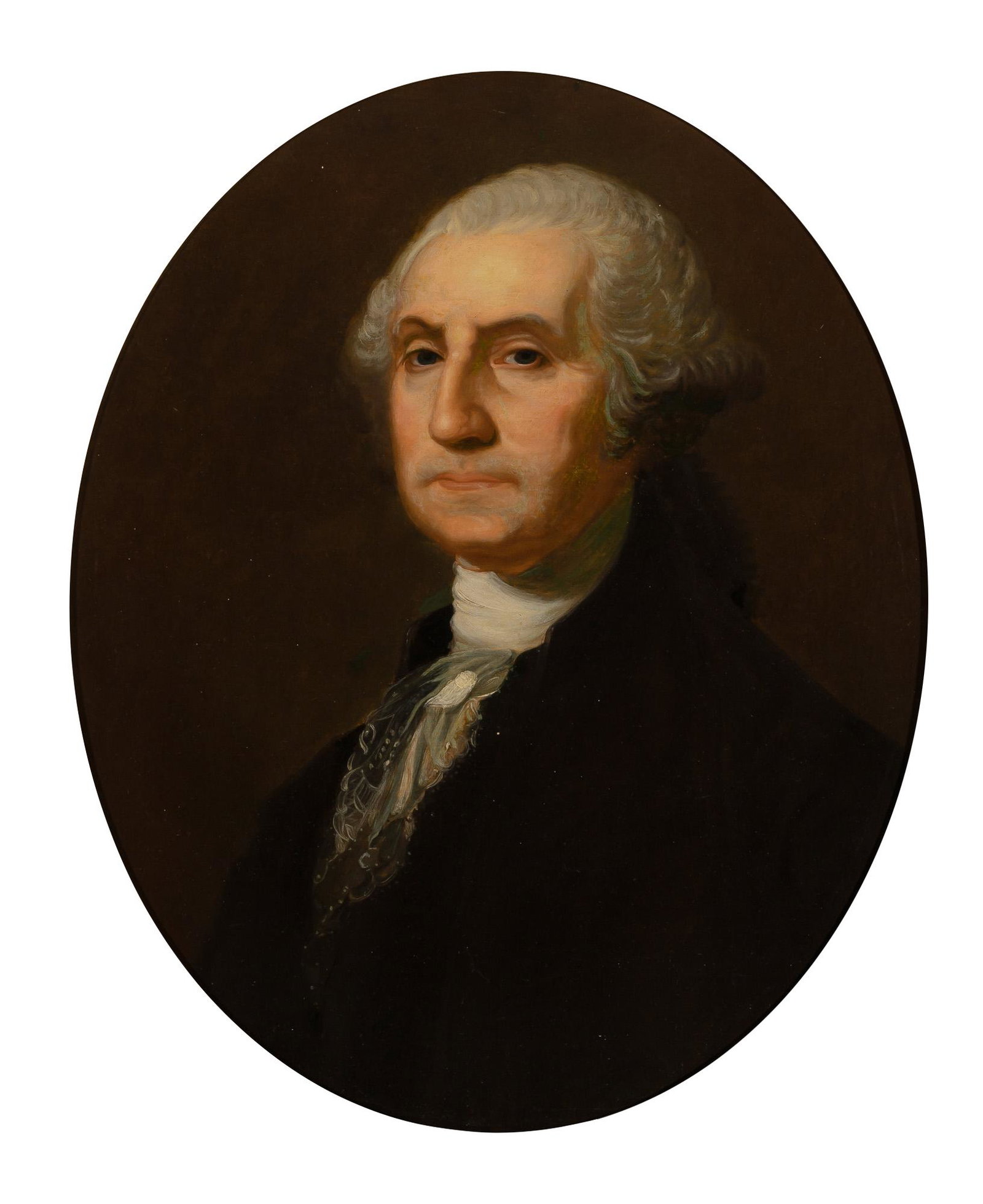 Attributed to John Neagle American, 1796-1865 Portrait of George Washington, after Gilbert Stuart: Attributed to John Neagle American, 1796-1865 Portrait of George Washington, after Gilbert Stuart Oil on canvas 26 x 22 inches (oval) C The Christine Biddle Wainwright Collection