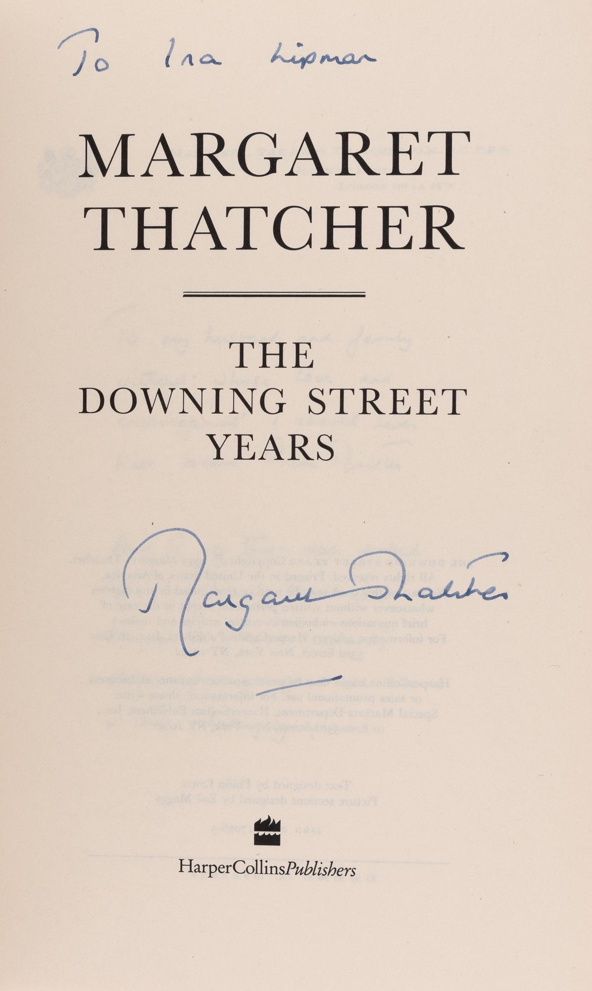 THATCHER, MARGARET Three signed volumes. Comprising: The Collected Speeches Norwalk: The Easton (1 of 6)