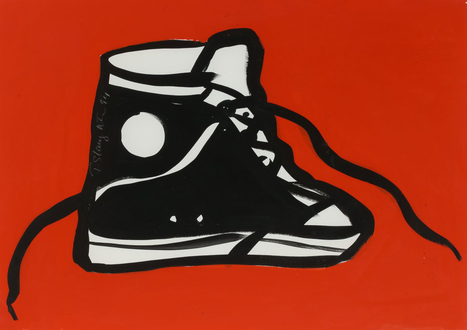 Tom Slaughter American, 1955-2014 Red Sneakers, 1994: Tom Slaughter American, 1955-2014 Red Sneakers, 1994 Signed and dated T. Slaughter 94 (cl) Flashe paint on paper 16 5/8 x 23 5/8 inches (42.2 x 60 cm) C The Collection of Barbara Cook