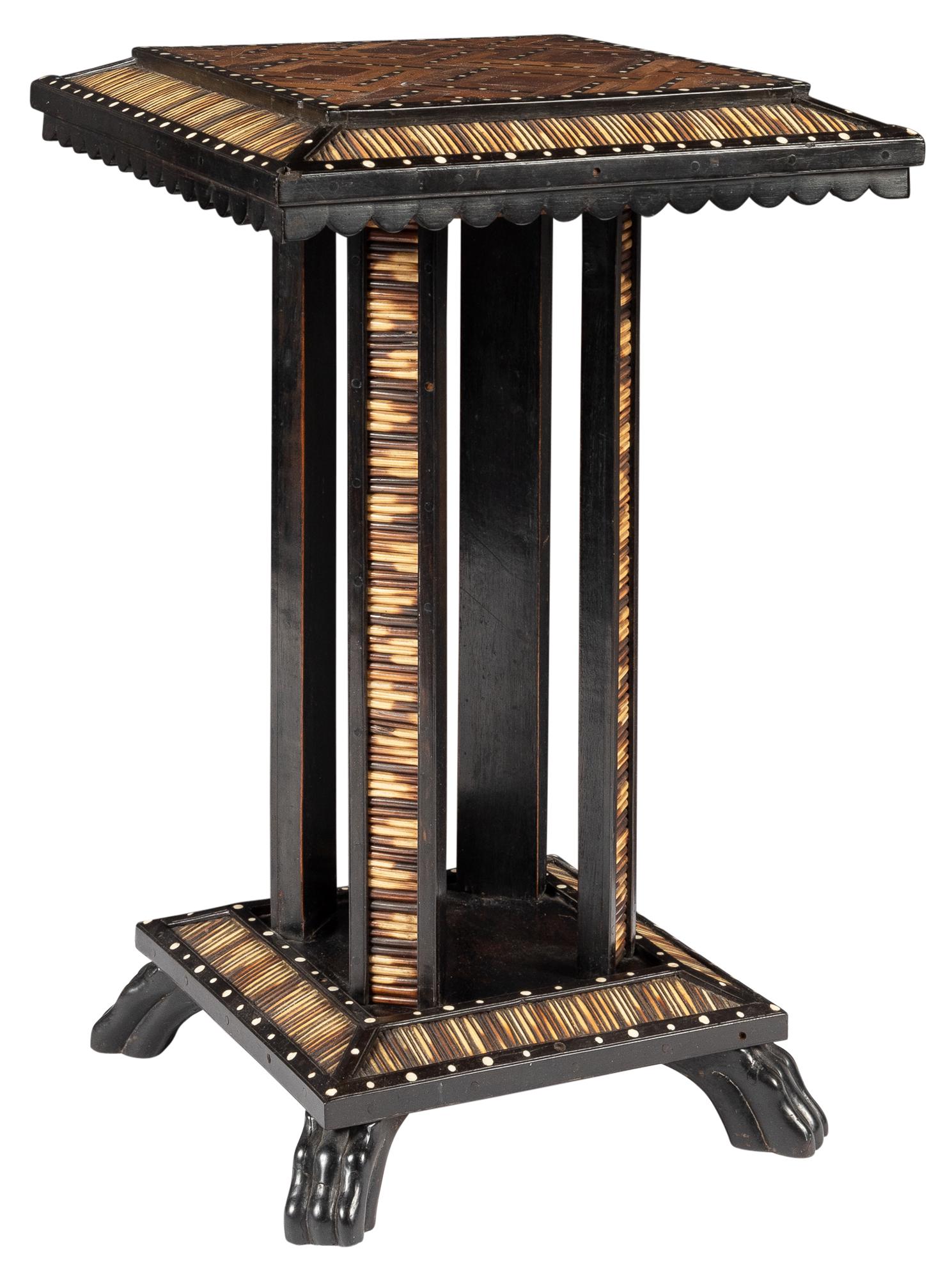 A Sri Lankan Ebony and Quill-Inset Wooden Stand (1 of 5)