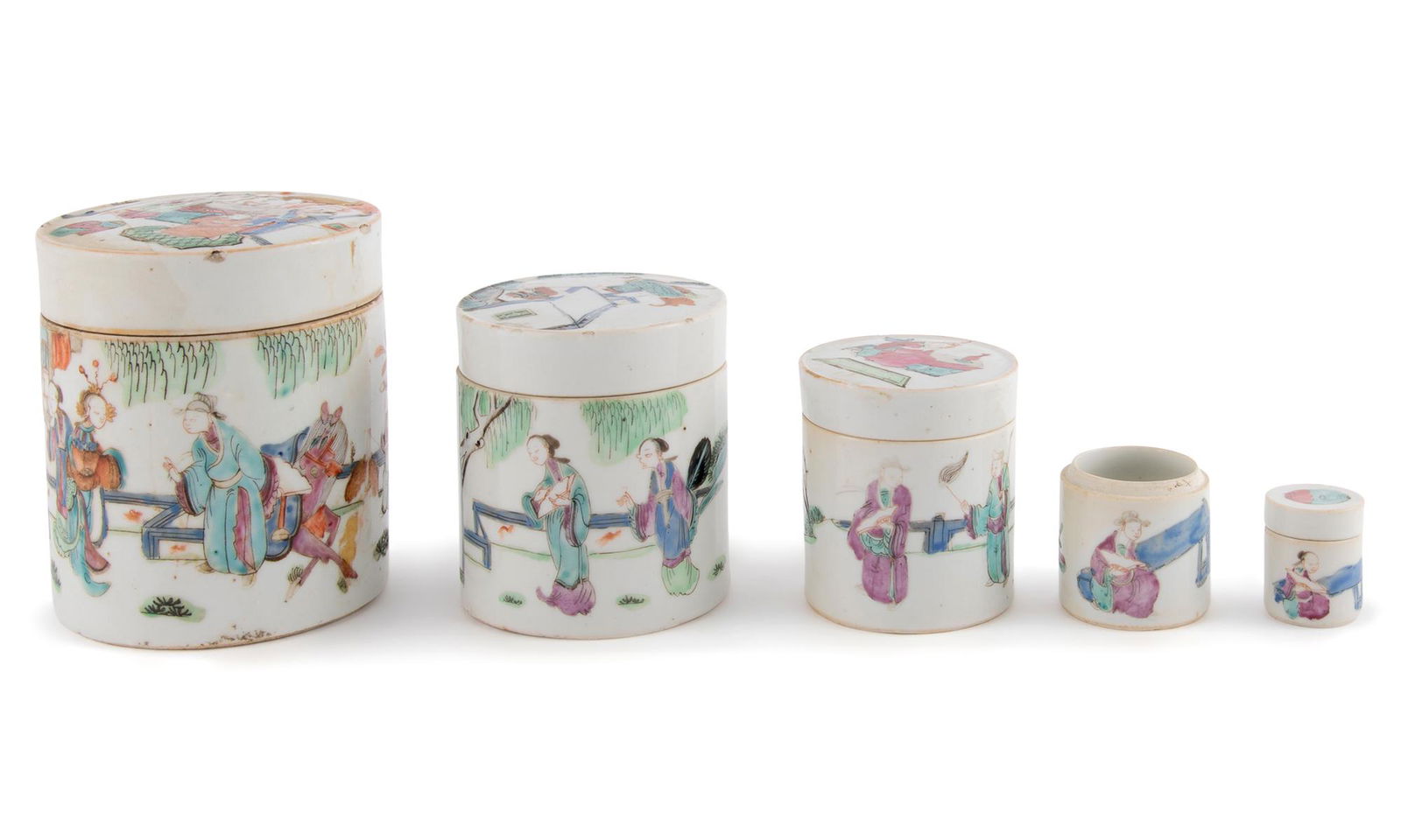Set of Chinese Porcelain Stacking Canisters (1 of 6)