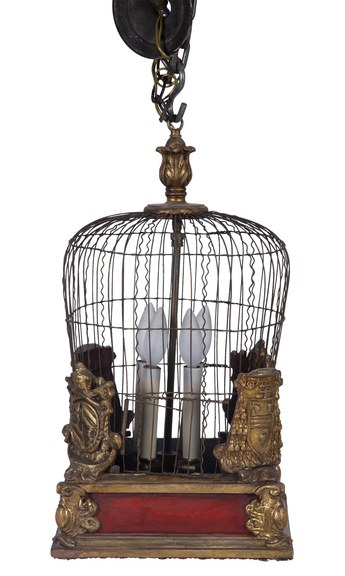 Painted and Parcel Giltwood, Composition and Wire Birdcage (1 of 6)