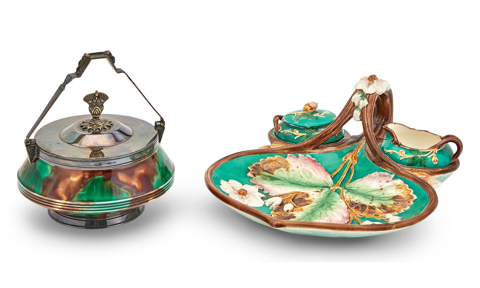 Wedgwood Majolica Three-Piece Strawberry Server Together With a Wedgwood Egyptian Revival (1 of 5)