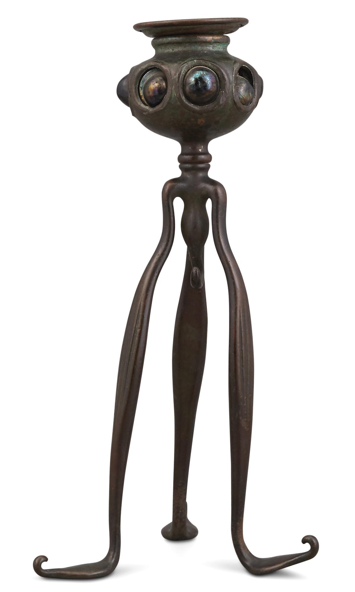 Tiffany Studios Bronze and Glass Candlestick (1 of 3)