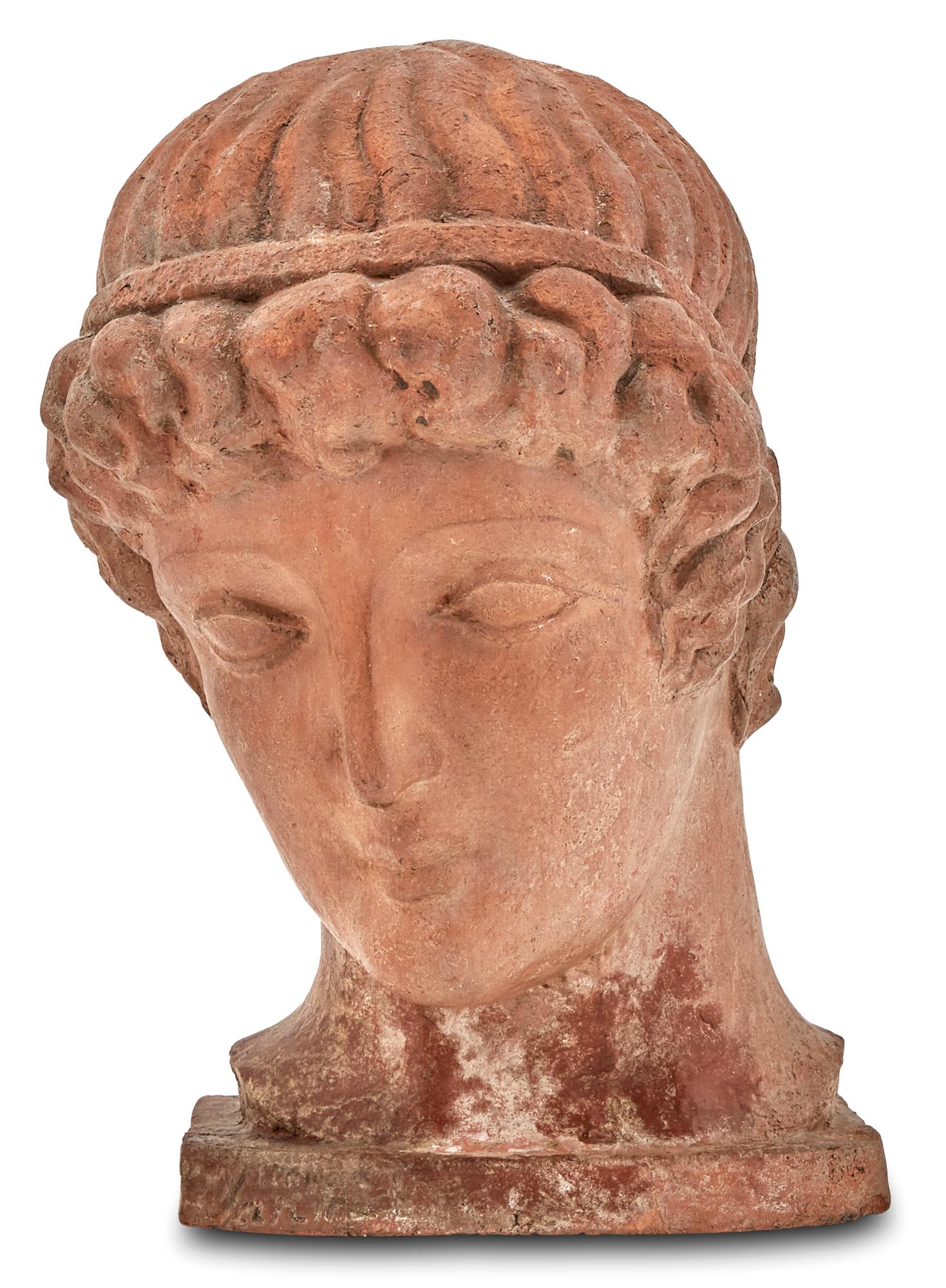 French Art Deco Terracotta Head of a Male Youth (1 of 5)