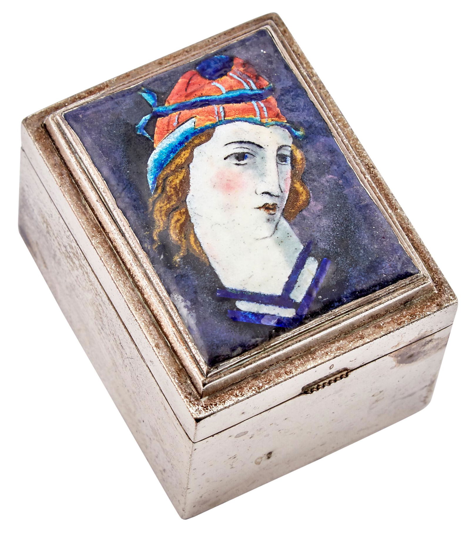 Wiener Werkstätte Silver and Enamel Box With a Portrait (1 of 4)
