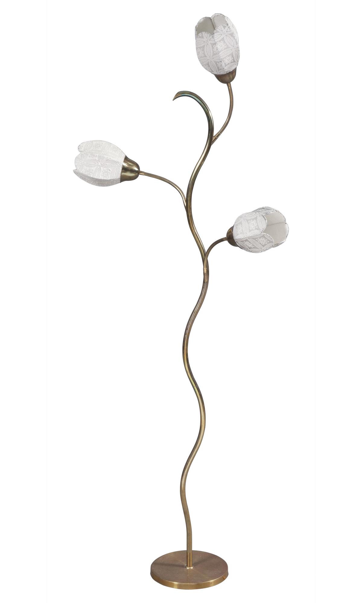 Scandinavian Brass Adjustable Three Arm Floor Lamp (1 of 3)