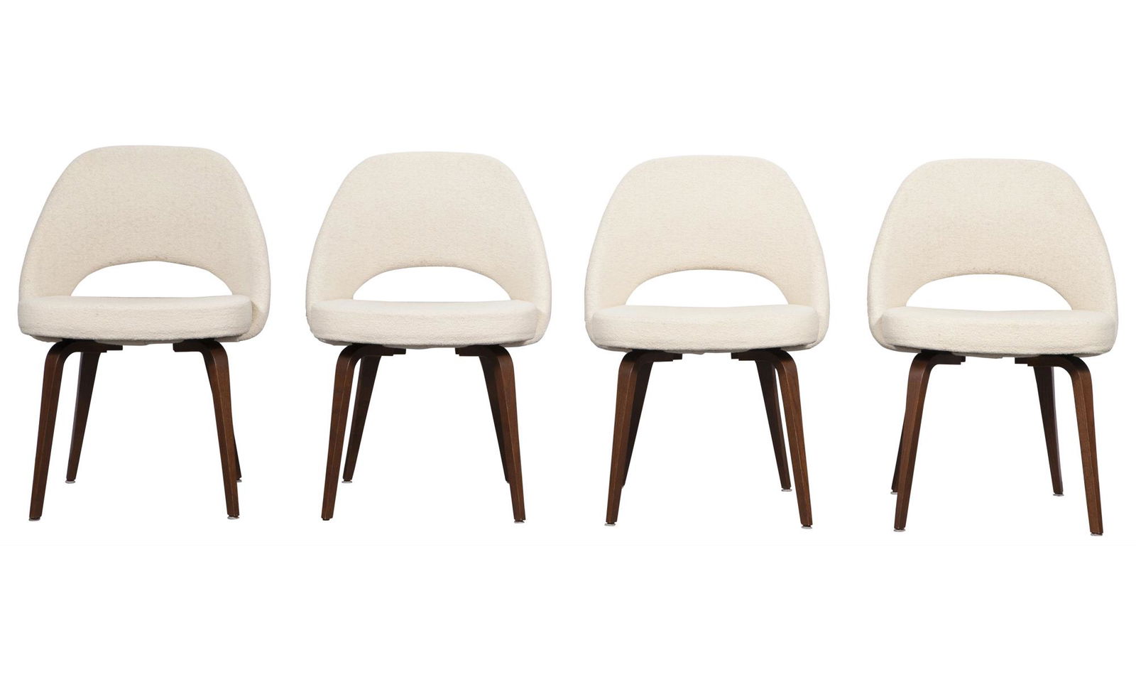 Set of Four Eero Saarinen Walnut and Upholstered Executive Side Chairs (1 of 7)