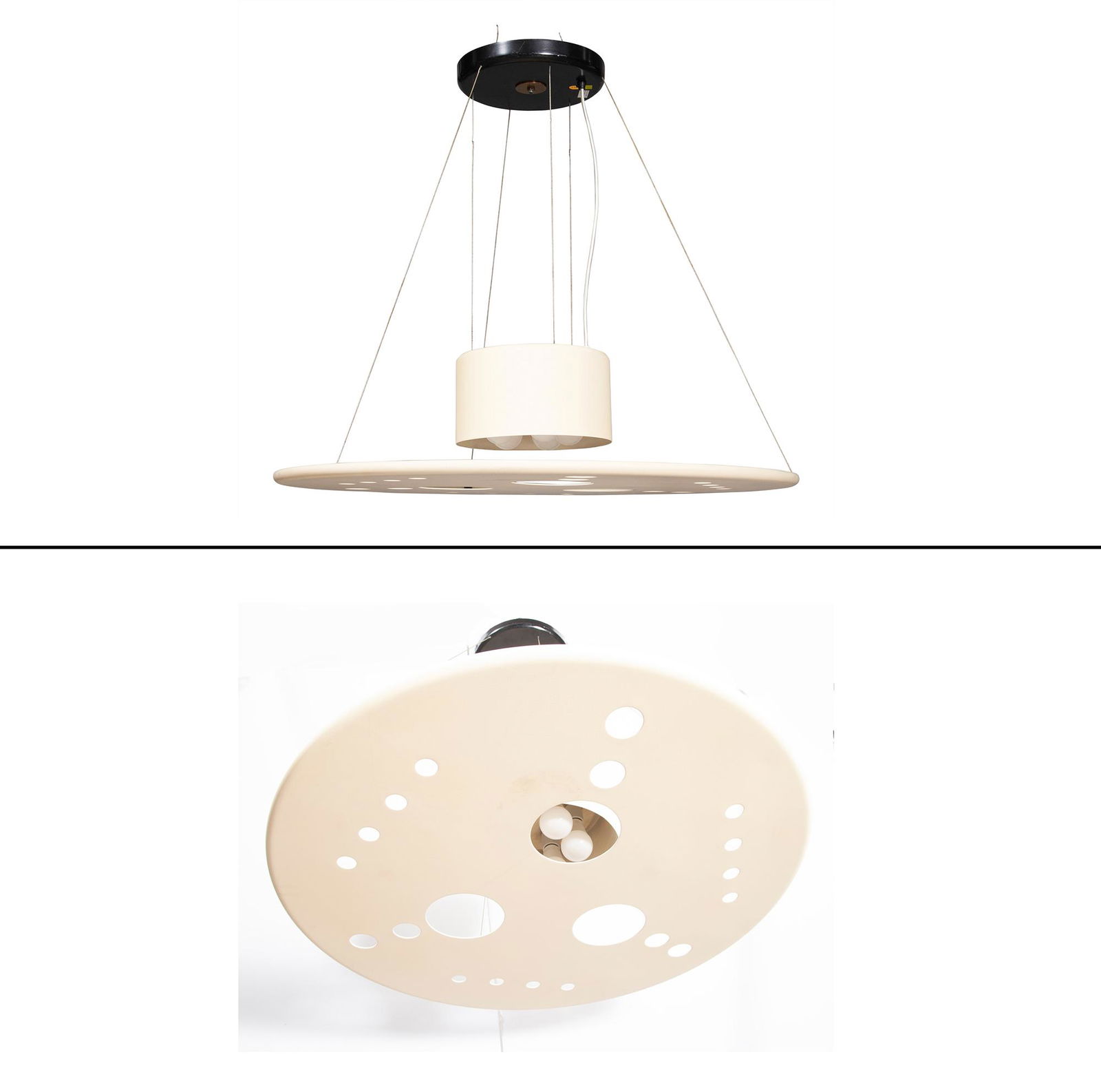 Giovanni Corradini and Giancarlo Simonetti Perforated Enameled Metal Disc Chandelier (1 of 4)