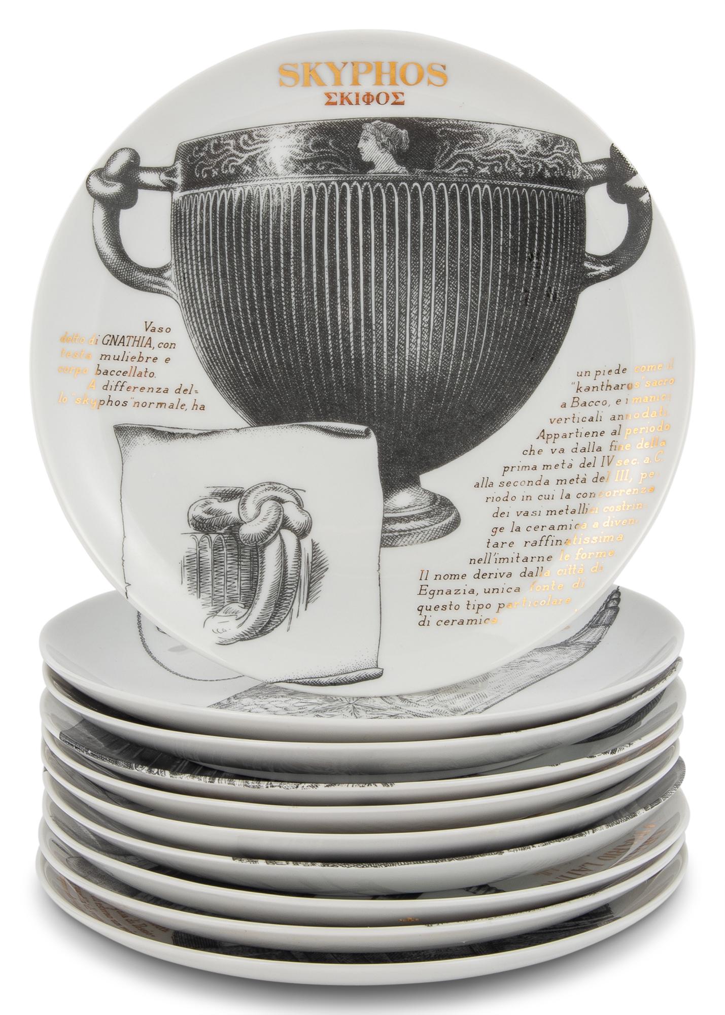 Set of Ten Piero Fornasetti Print Decorated Porcelain Museo di Pessione Plates (1 of 6)