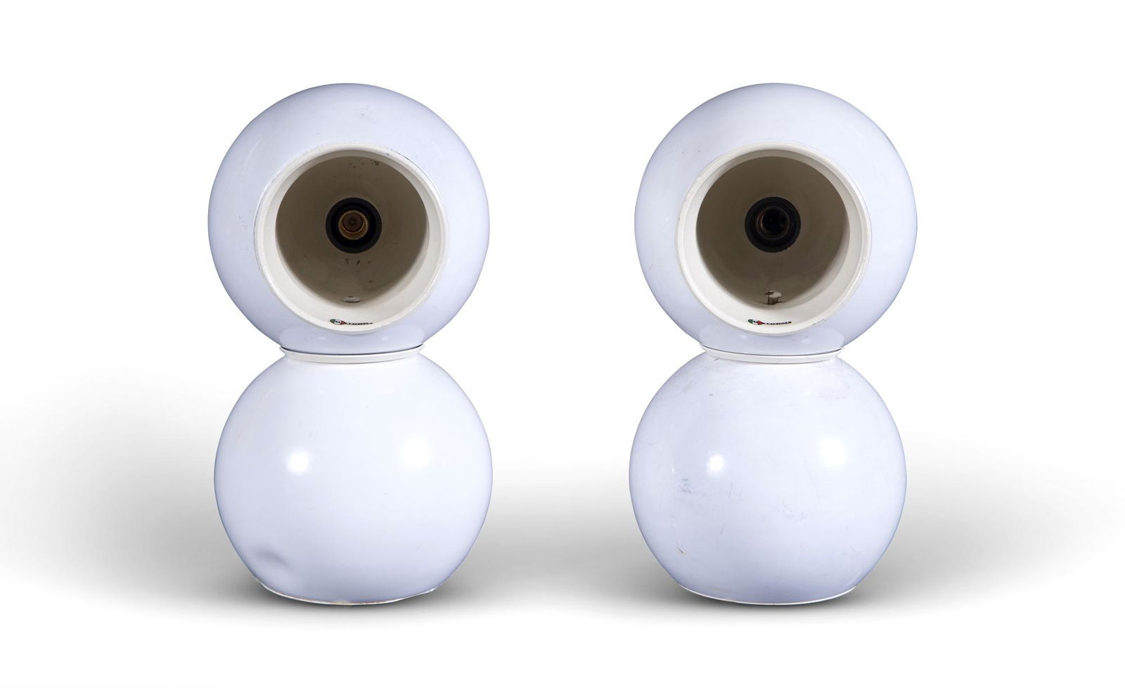 Pair of Antonio Macchi Cassia for Arteluce Adjustable Double-Globe White Metal Model 541 Lamps (1 of 5)