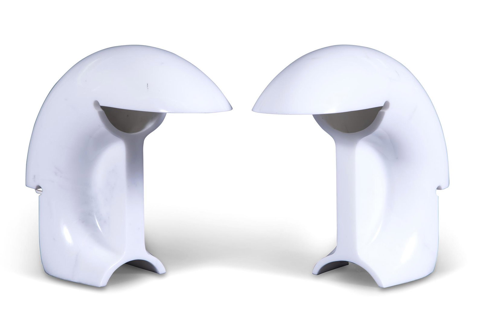 Pair of Afra & Tobia Scarpa White Marble Biagio Lamps (1 of 4)