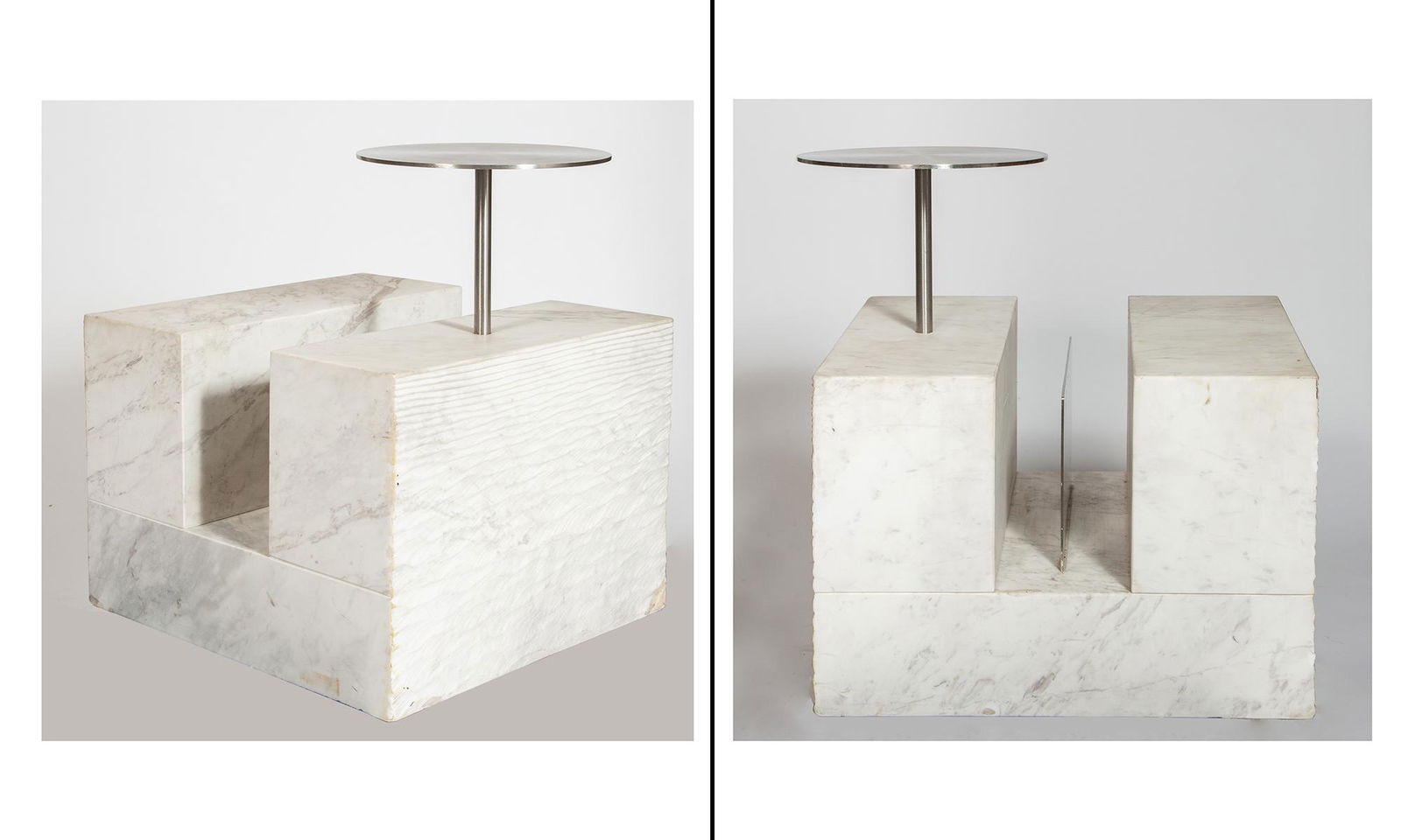 Pair of Marble and Brushed Steel Magazine End Tables (1 of 5)