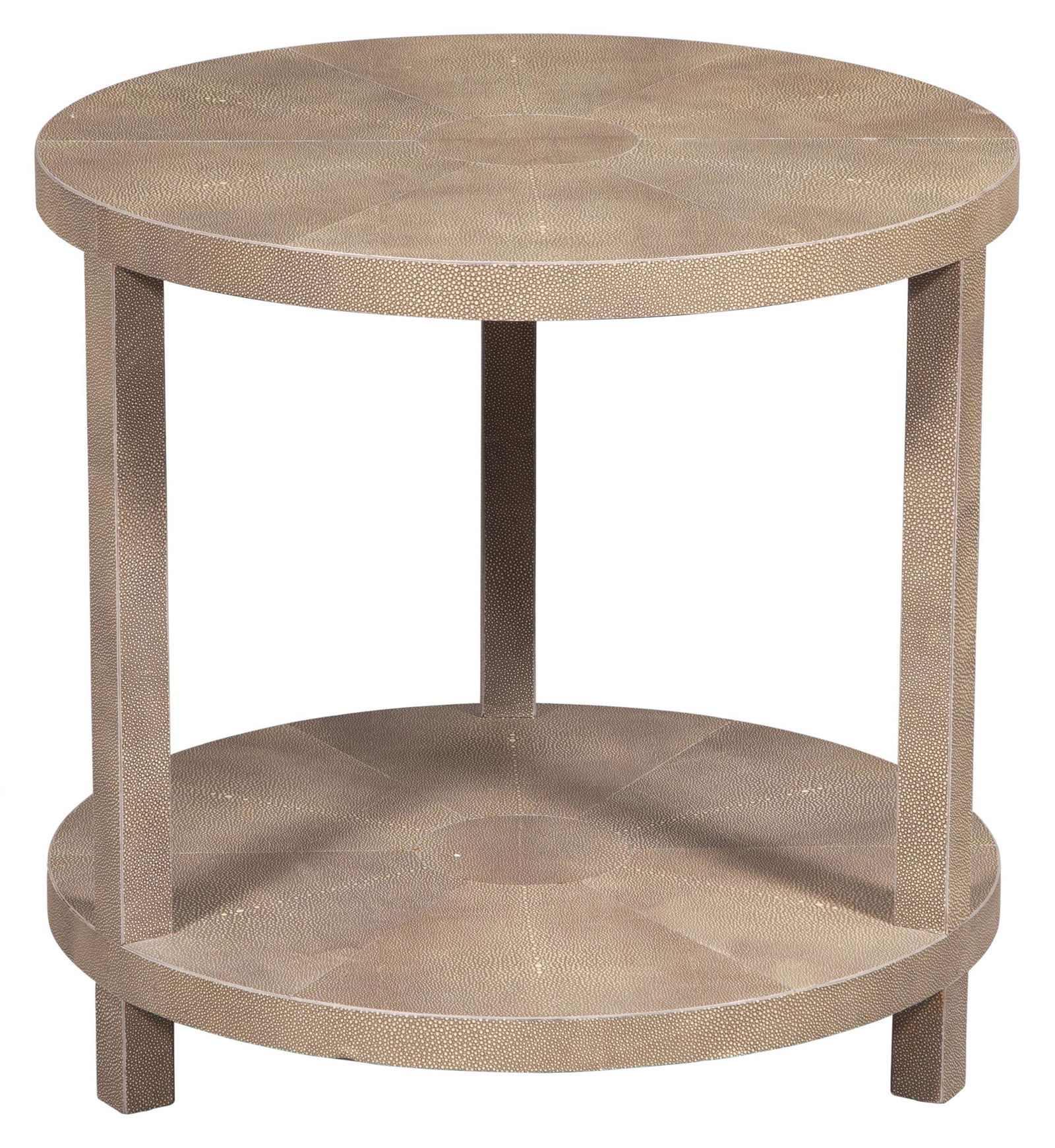 Dominic Chambon Faux Shagreen Occasional Table: Dominic Chambon Faux Shagreen Occasional Table DC & Company, Paris, recent issue Circular with a shelf stretcher. Height 24 inches, diameter 25 inches. C