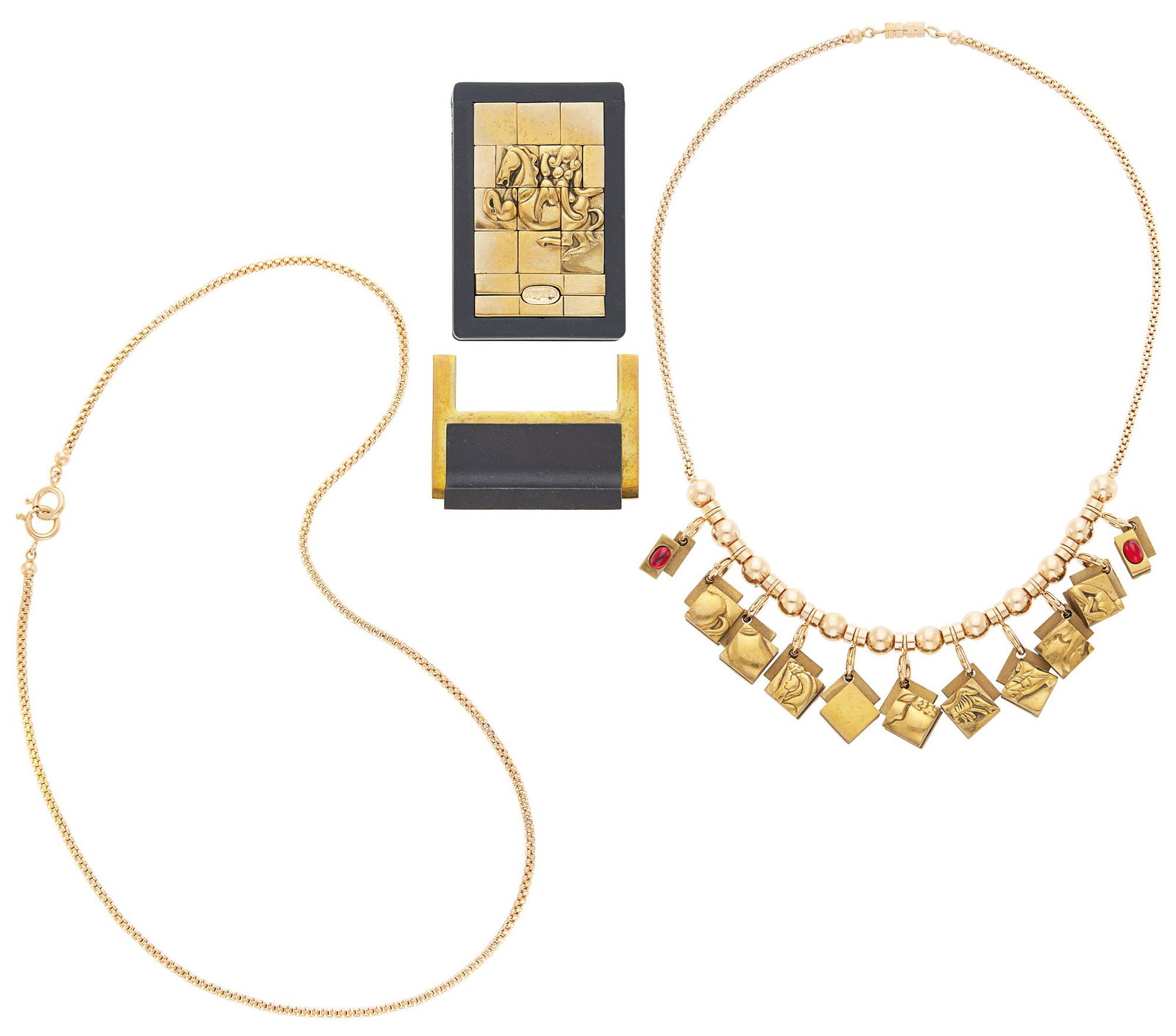 Miguel Berrocal MANYMOREHORSES Two beryllium bronze puzzle necklace multiples (1 of 3)