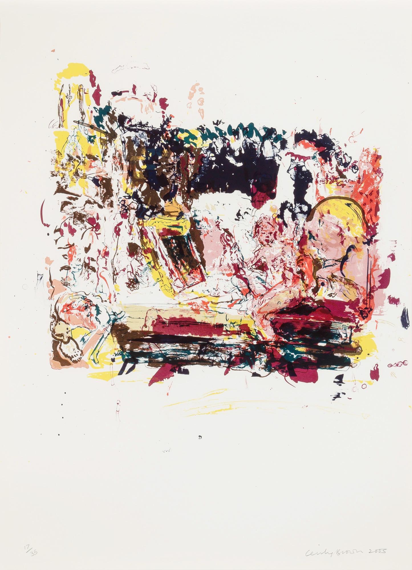Cecily Brown UNTITLED Color lithograph, framed: Cecily Brown (b. 1969) UNTITLED Color lithograph, 2005, on Somerset Velvet soft white paper, signed and numbered 17/35 in pencil, printed and published by Gemini G.E.L., Los Angeles, with full margins