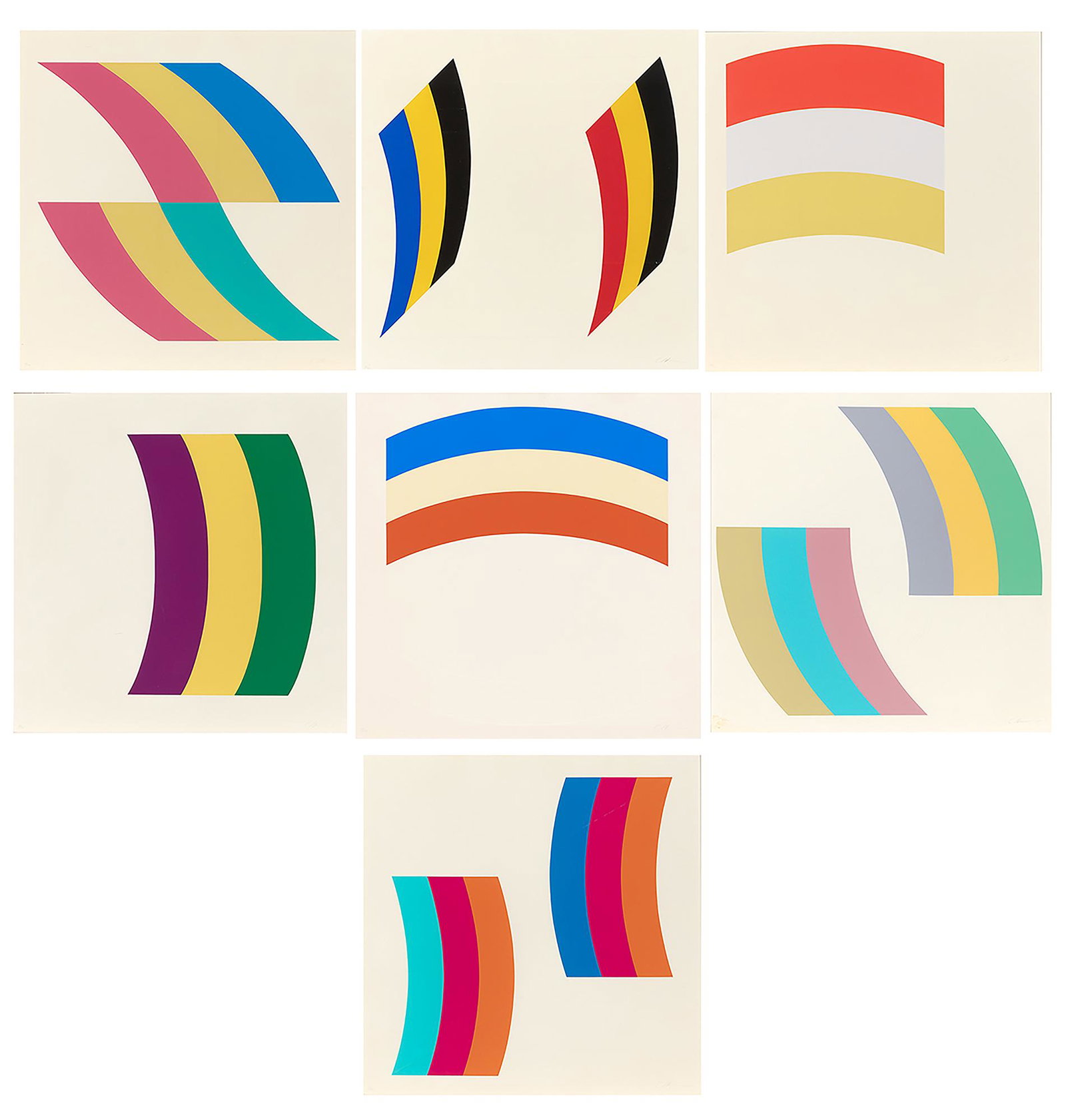 Charles Hinman SEVEN SCREENPRINTS The complete set of seven color screenprints with embossing, six (1 of 20)