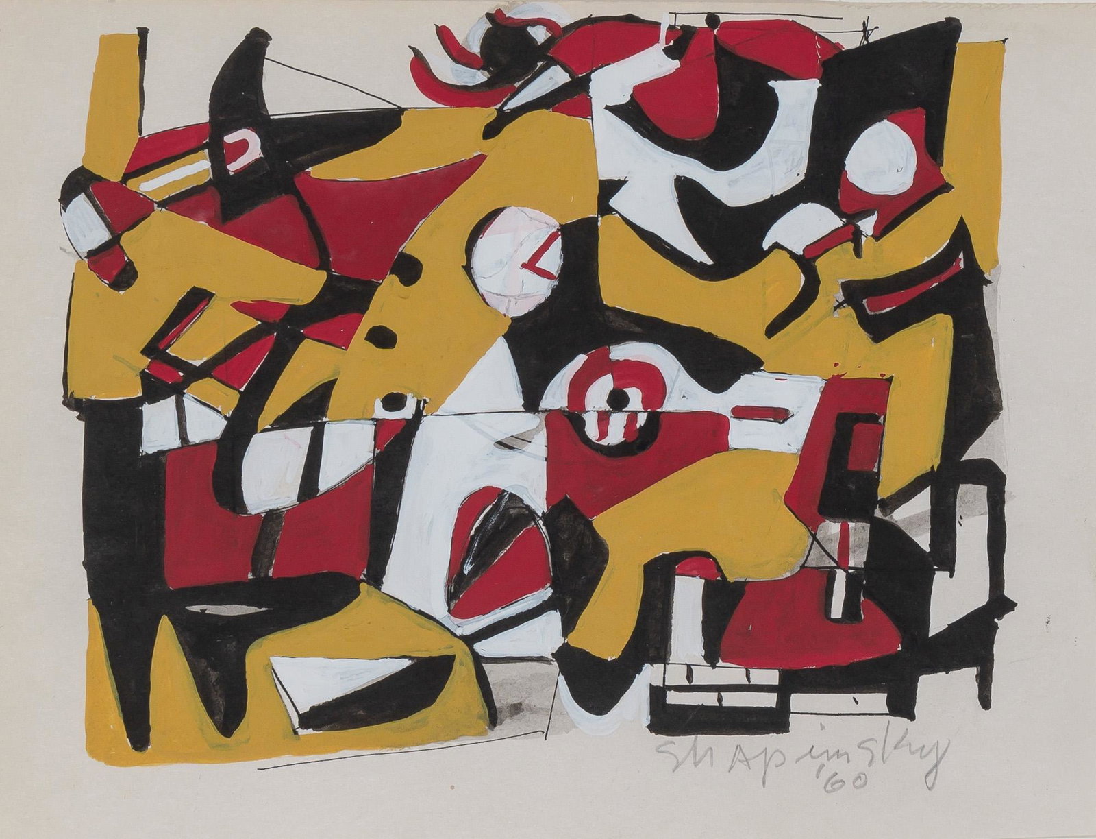 Harold Shapinsky American, 1925-2004 Untitled, 1960: Harold Shapinsky American, 1925-2004 Untitled, 1960 Signed and dated Shapinksy '60 (lr) Gouache on paper 7 1/8 x 9 1/4 inches (18.1 x 23.5 cm) This work retains the catalog number A60.311 C