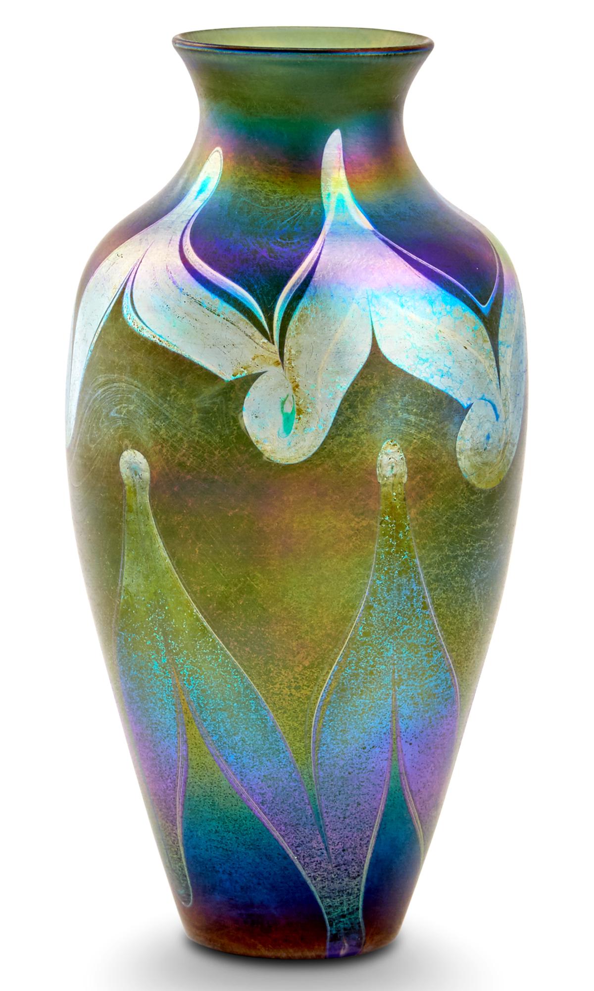 Tiffany Blue Favrile Glass Cabinet Vase (1 of 6)