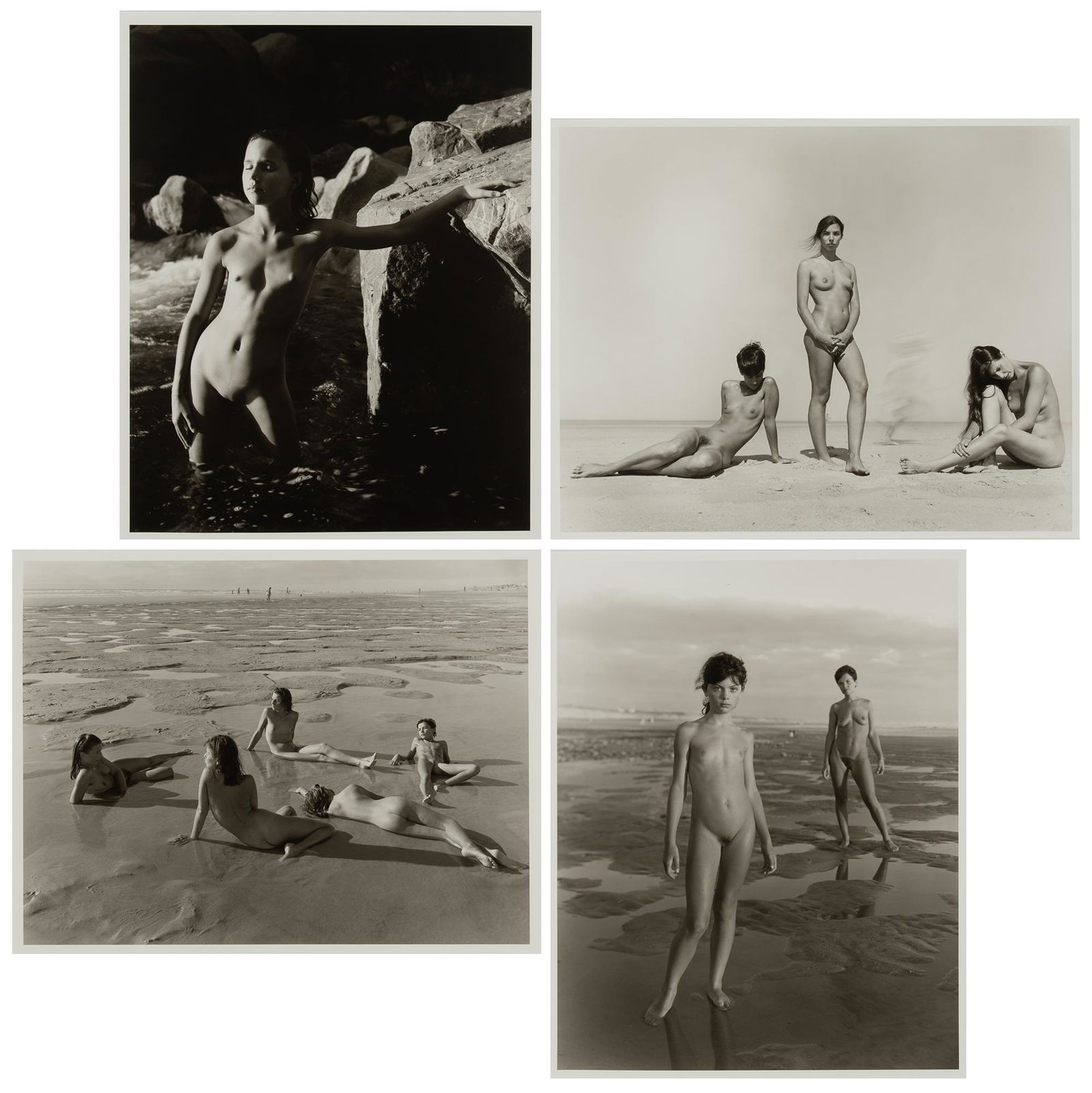 STURGES, JOCK (b. 1947) Four gelatin silver prints of his Montalivet, France series, 1990s.: STURGES, JOCK (b. 1947) Four gelatin silver prints of his Montalivet, France series, 1990s. Gelatin silver prints, each approximately 18 1/2 x 14 1/2 inches or the reverse, (460 x 370 mm). Prints adhe