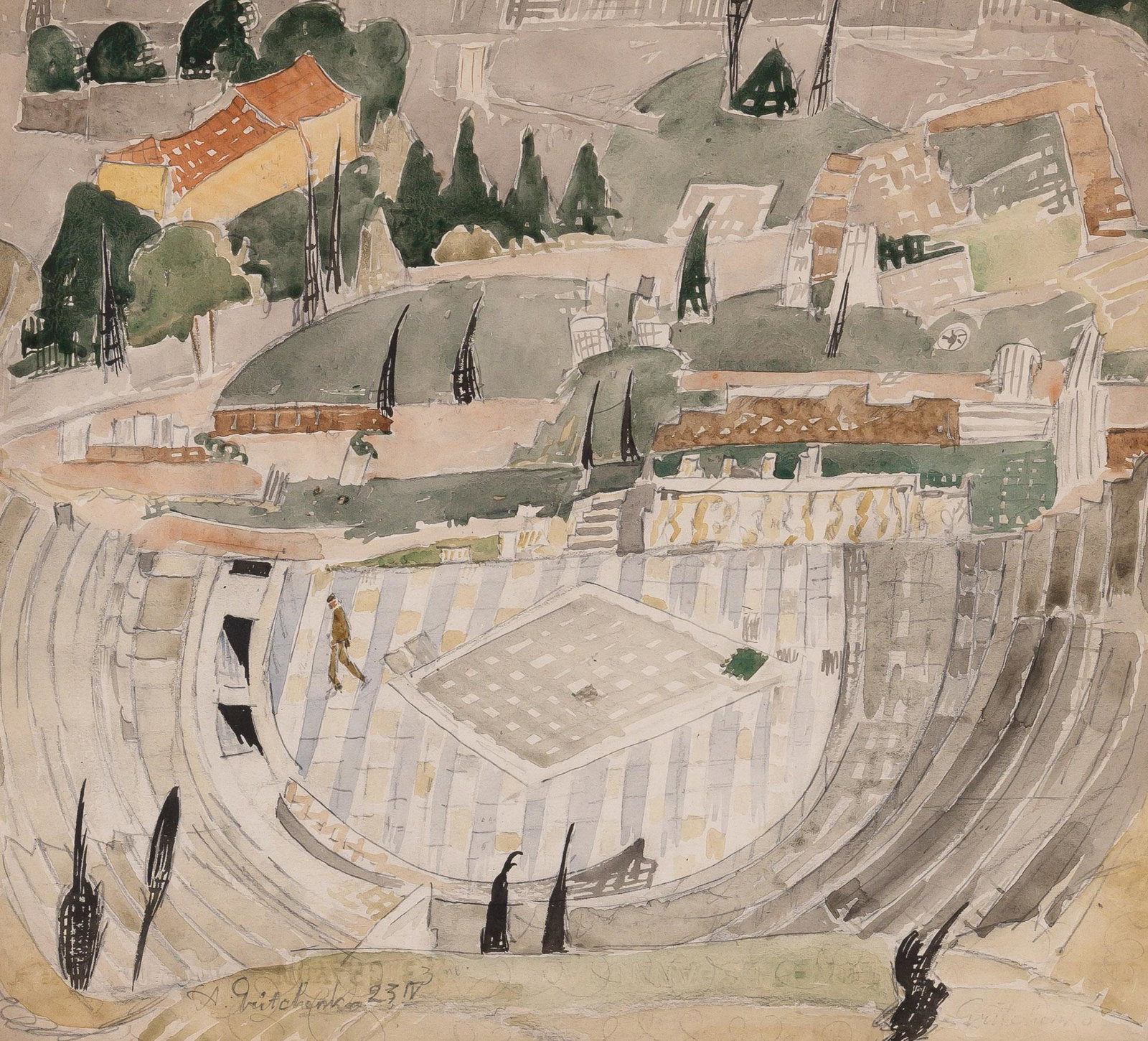 Alexis Gritchenko Ukrainian, 1883-1977 Ancient Theatre, Delphi, 1923 (1 of 3)