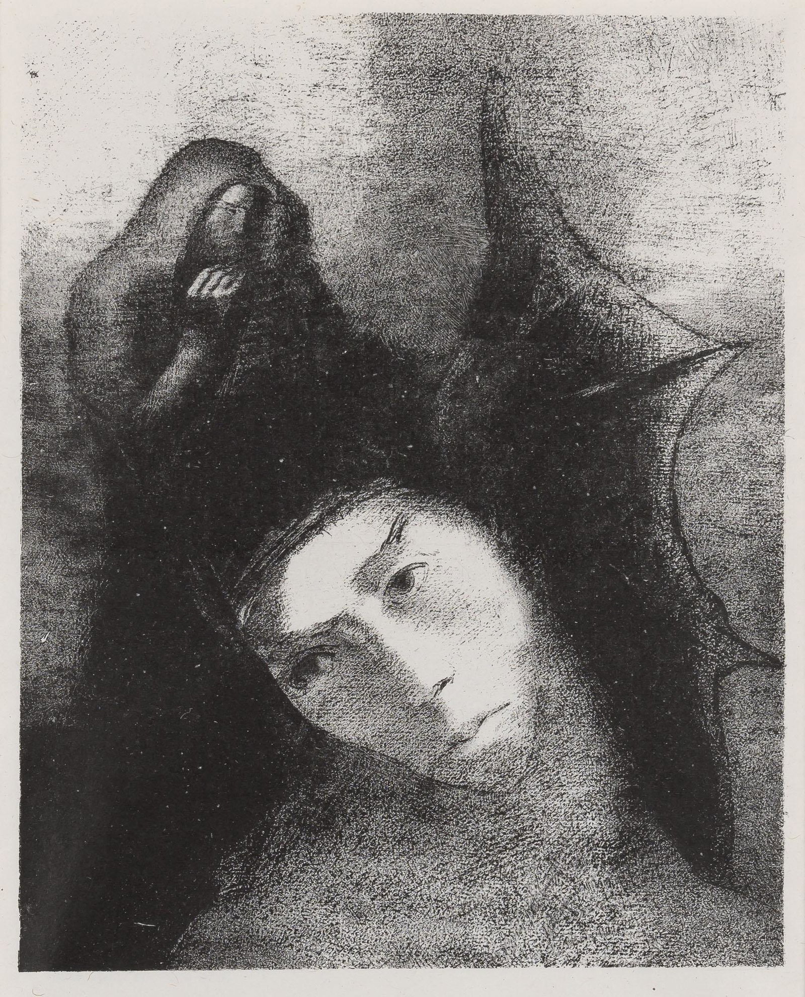 Odilon Redon ANTOINE: QUEL EST LE BUT DE TOUT CELA? (PLATE XVI) (MELLERIO 151) Lithograph from La: Odilon Redon (1840-1916) ANTOINE: QUEL EST LE BUT DE TOUT CELA? (PLATE XVI) (MELLERIO 151) Lithograph, 1896, on chine appliqué, from La Tentation de Saint-Antoine, 1938, printed by Blanchard, Par