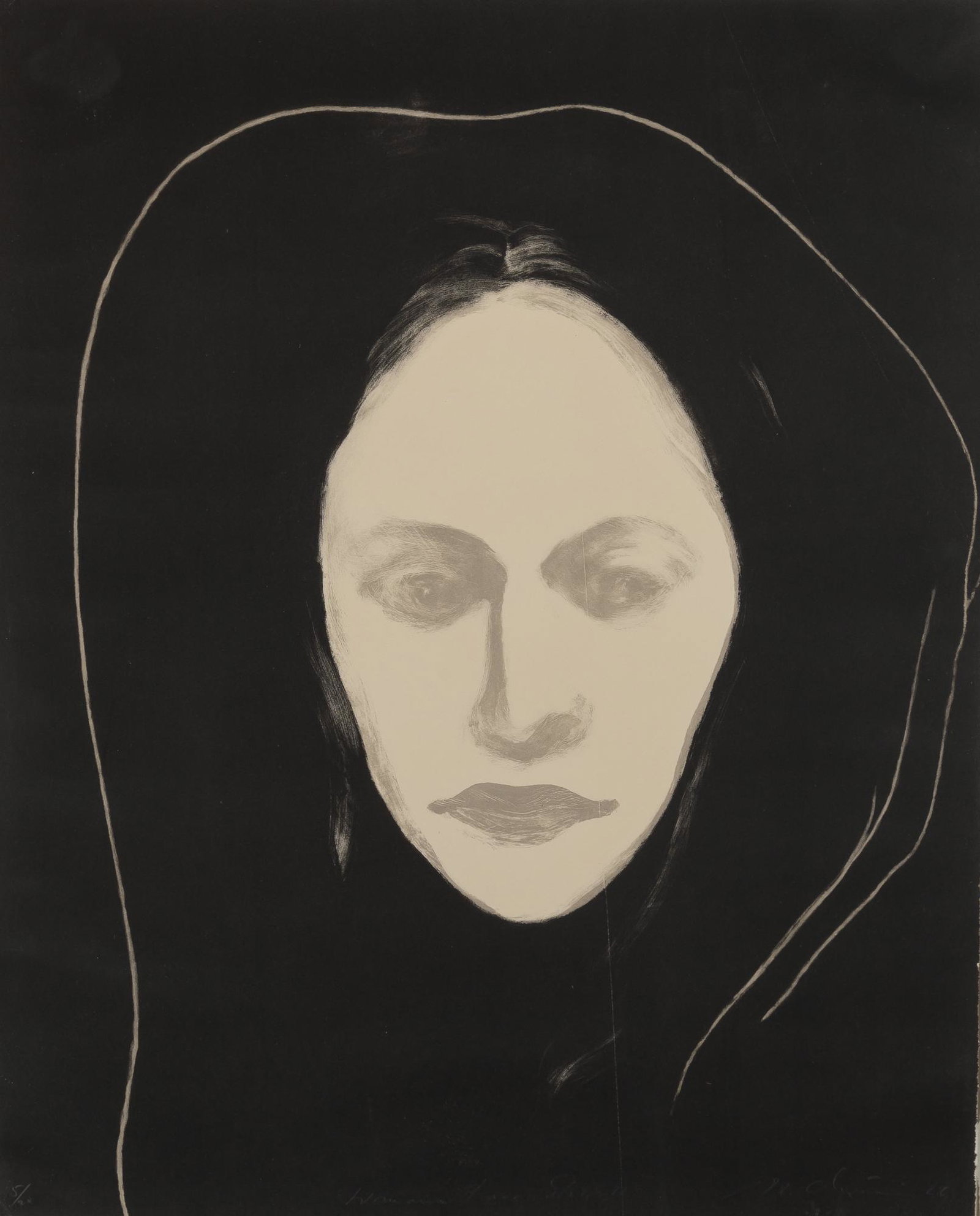 Nathan Oliveira WOMAN'S FACE (STATE II) Lithograph, framed (1 of 4)