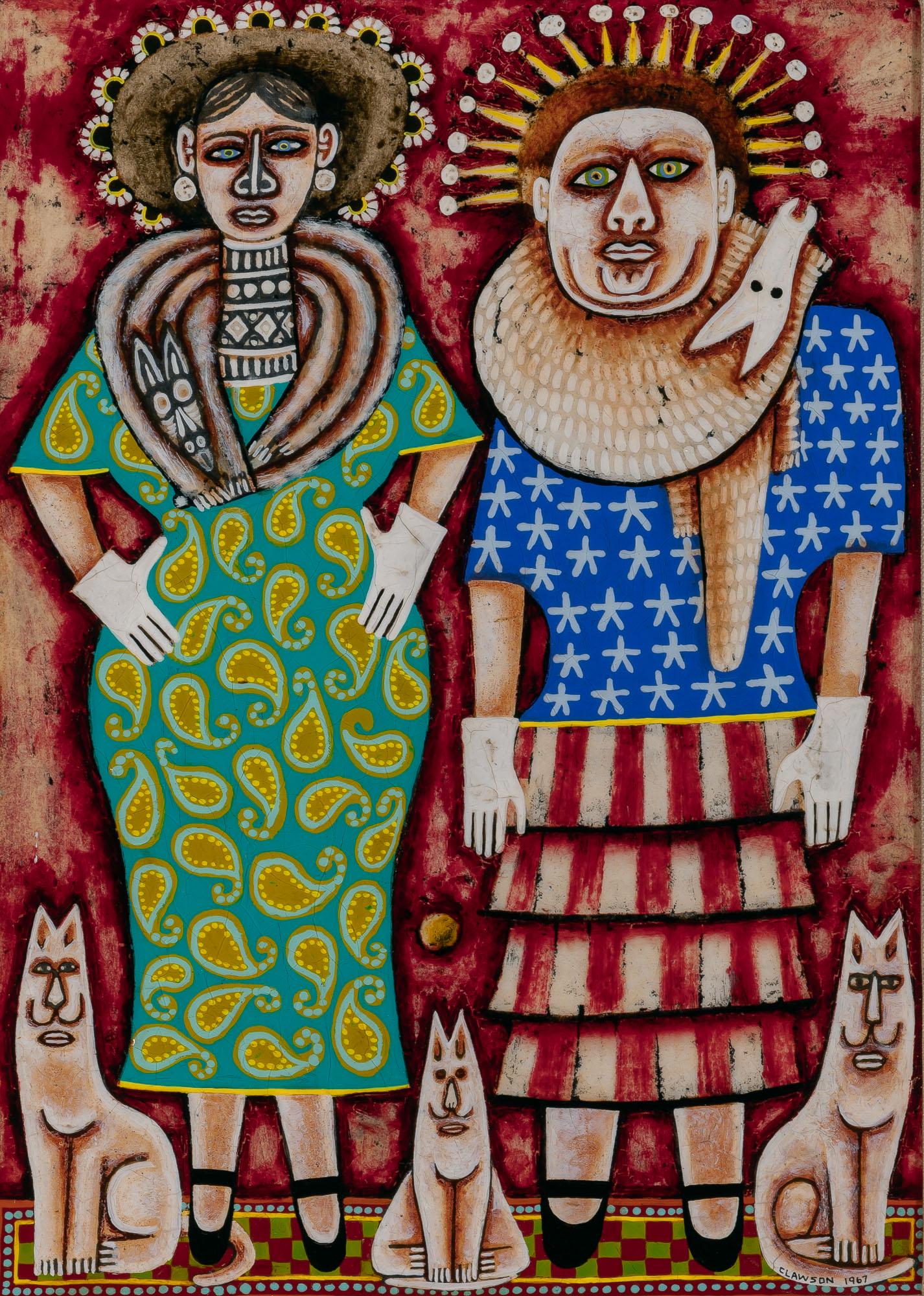 Rex Clawson American, 1929-2007 Two Figures with Three Cats, 1967 (1 of 4)