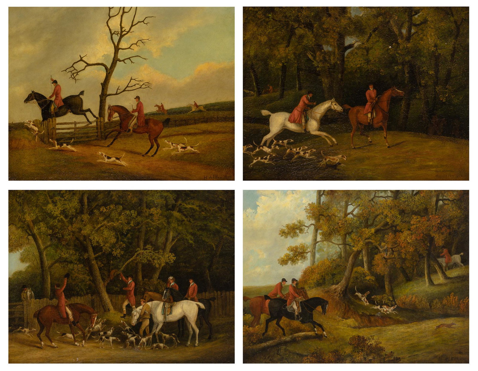 Follower of John Nost Sartorius Breaking Cover; Over the Fence; The Chase; and The Kill: Four (1 of 16)