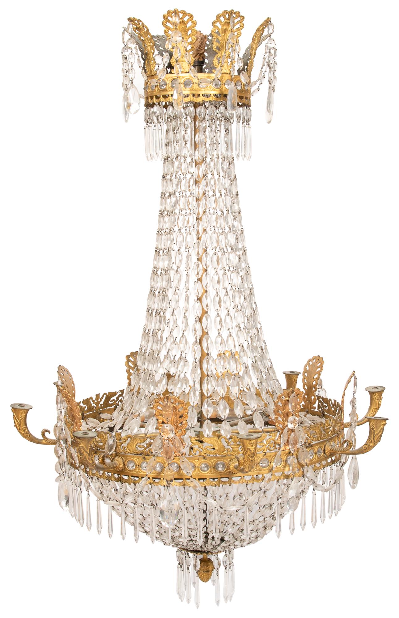 Empire Gilt-Bronze and Cut Glass Eight-Light Chandelier (1 of 4)