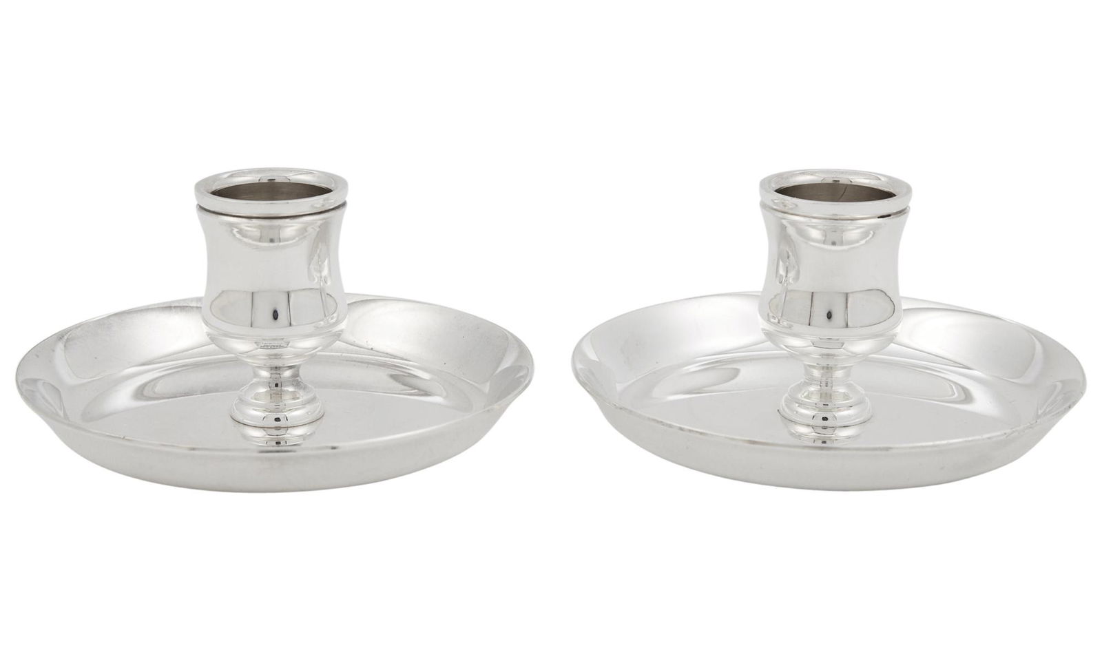 Pair of Hermès Silver Plated Low Candlesticks (1 of 3)