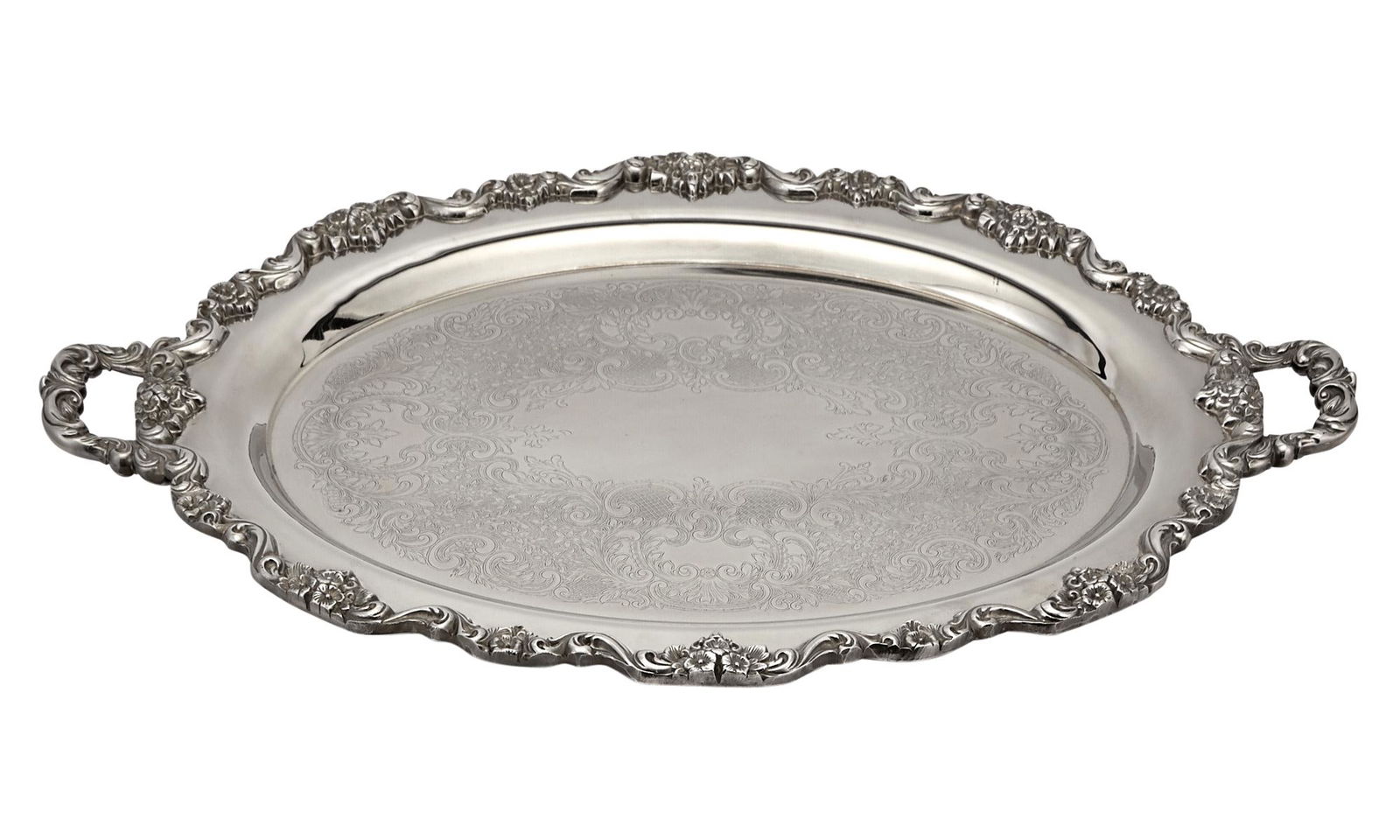Silver Plated Large Two-Handled Footed Tray (1 of 3)