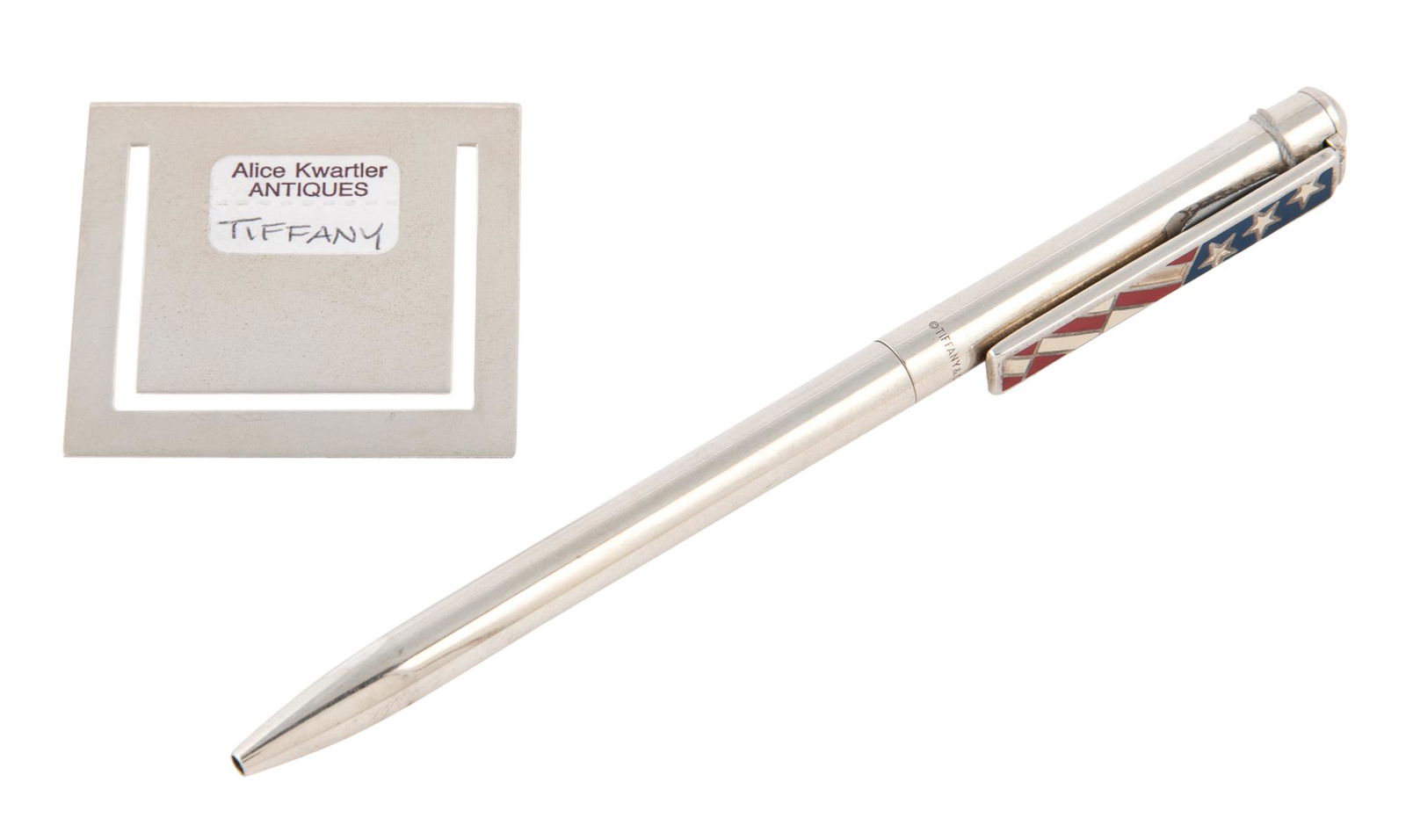 Tiffany & Co. Sterling Silver and Enamel Pen and a Tiffany & Co. Sterling Silver Bookmark (1 of 3)