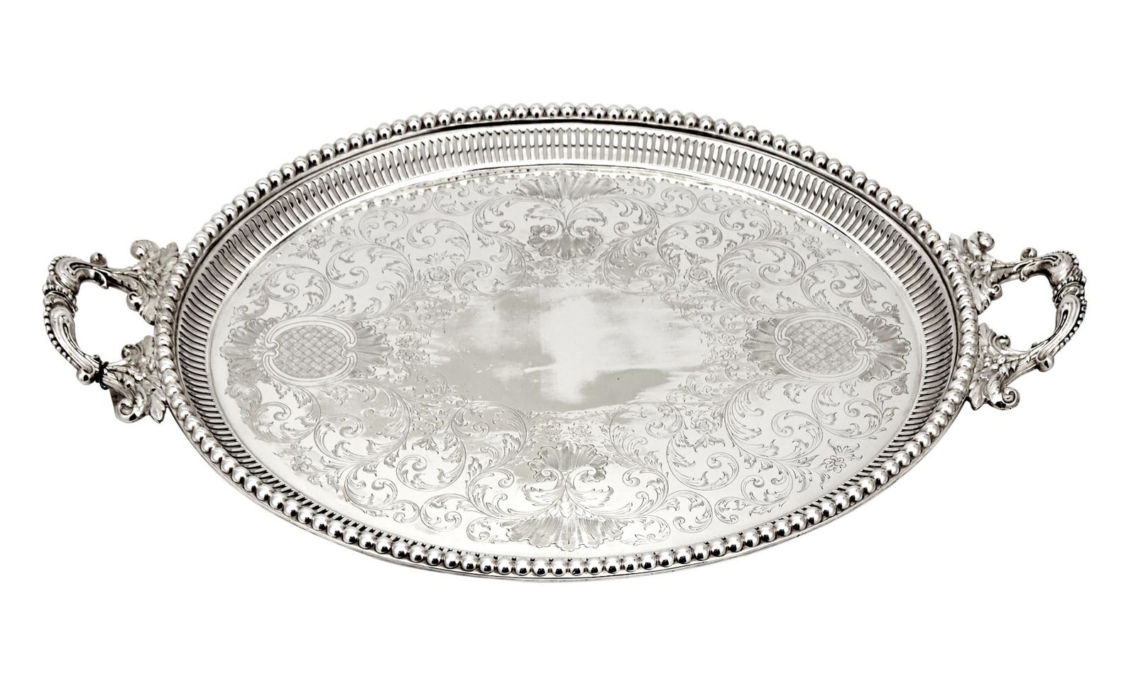 Large Silver Plated Two-Handled Tray (1 of 3)