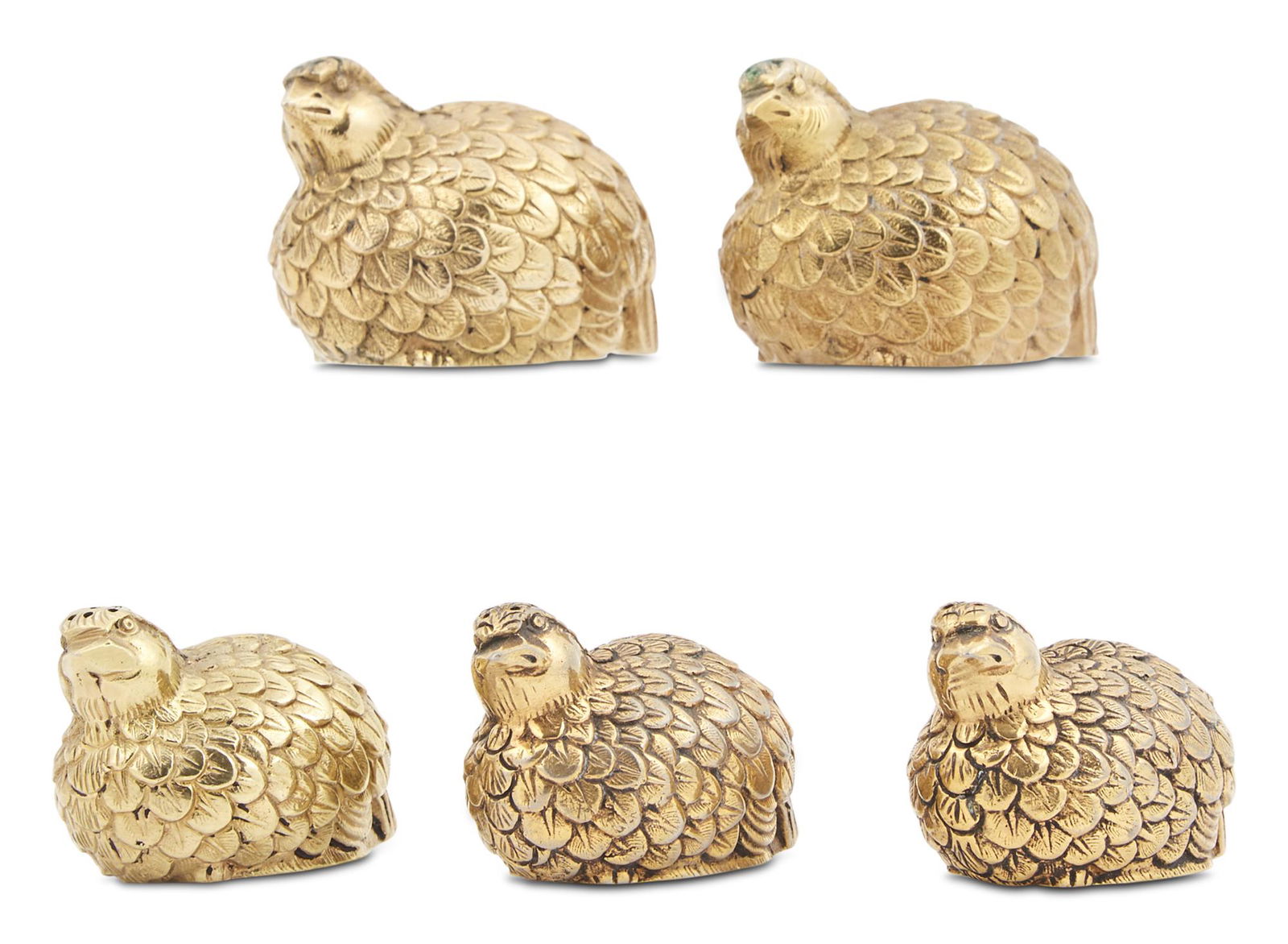 Group of Five Novelty Gucci Gilt Metal Quail Form Salt and Pepper Shakers (1 of 4)