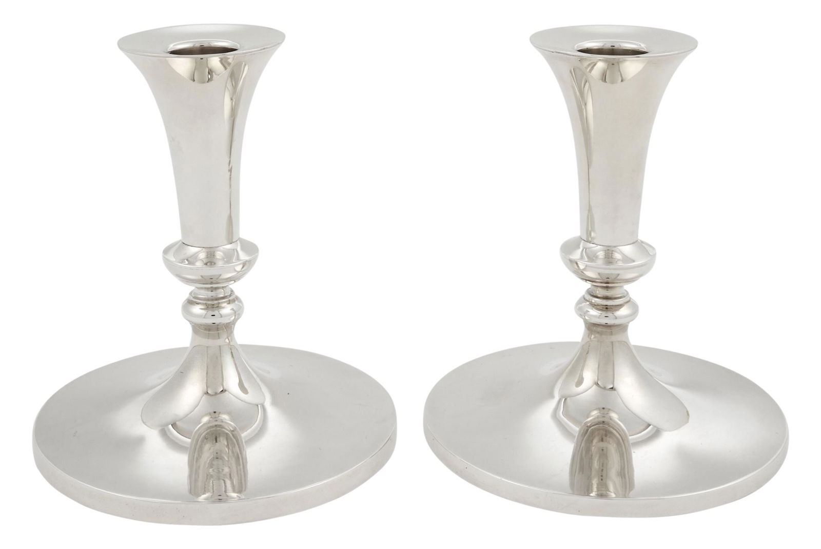 Pair of American Sterling Silver Low Candlesticks (1 of 3)