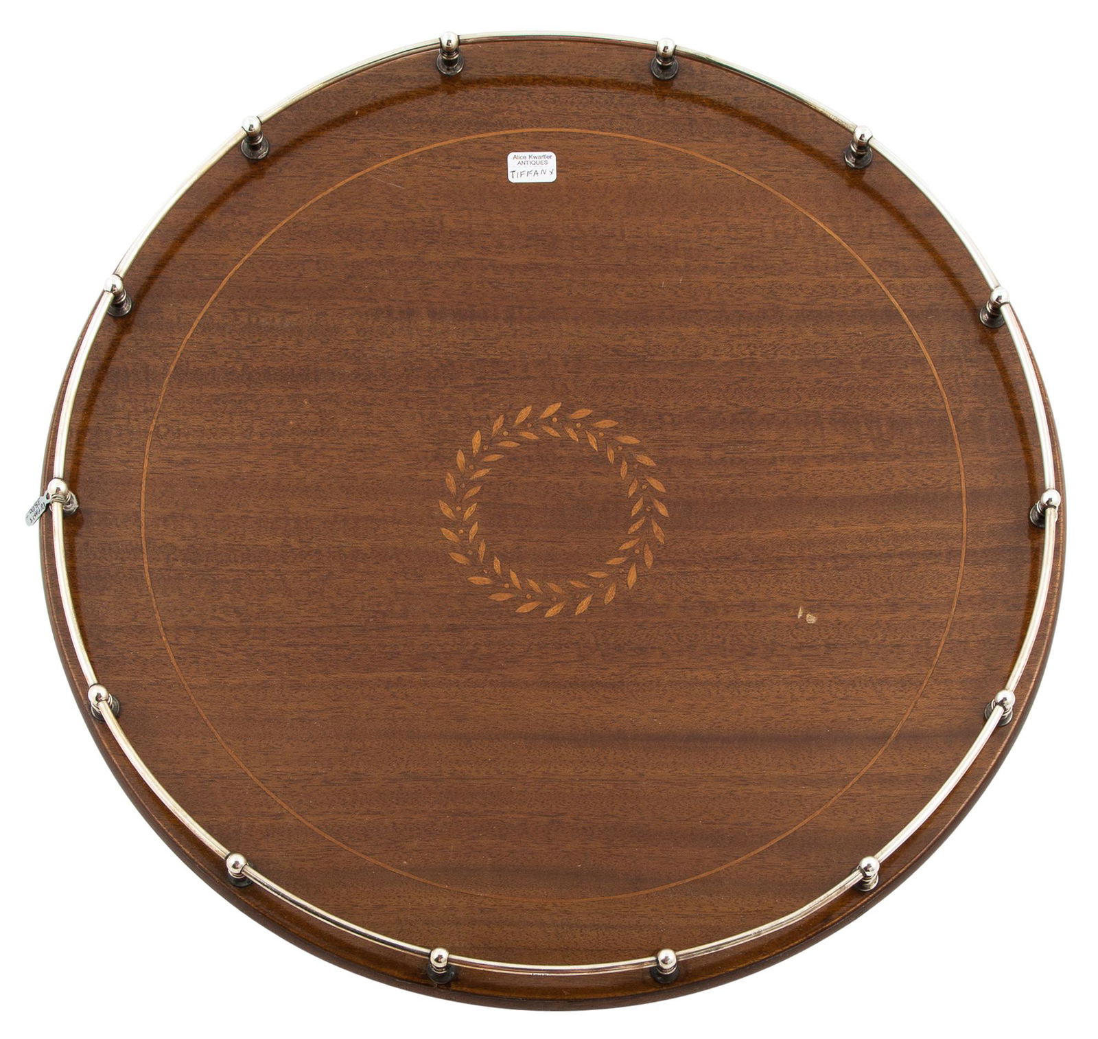 Tiffany & Co. Sterling Silver Galleried Inlaid Mahogany Drinks Tray (1 of 4)