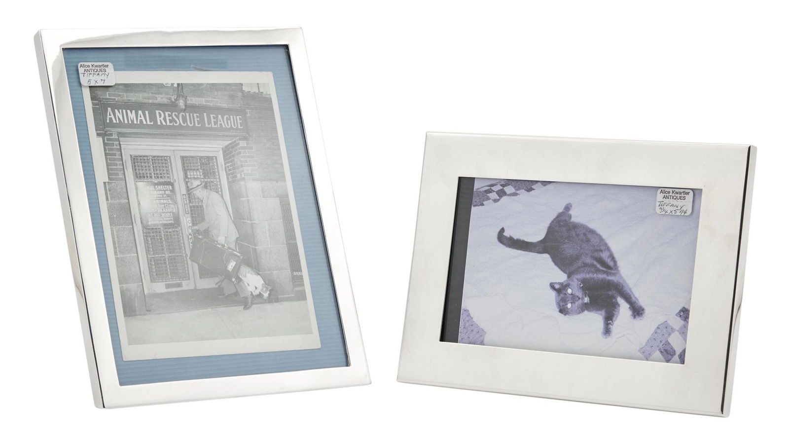Two Tiffany & Co. Sterling Silver Picture Frames: Two Tiffany & Co. Sterling Silver Picture Frames 1907-1938 Height of larger 7 7/8 inches, width 5 3/4 inches; height of smaller 7 1/8 inches, width 5 inches. C The Alice Kwartler Collection