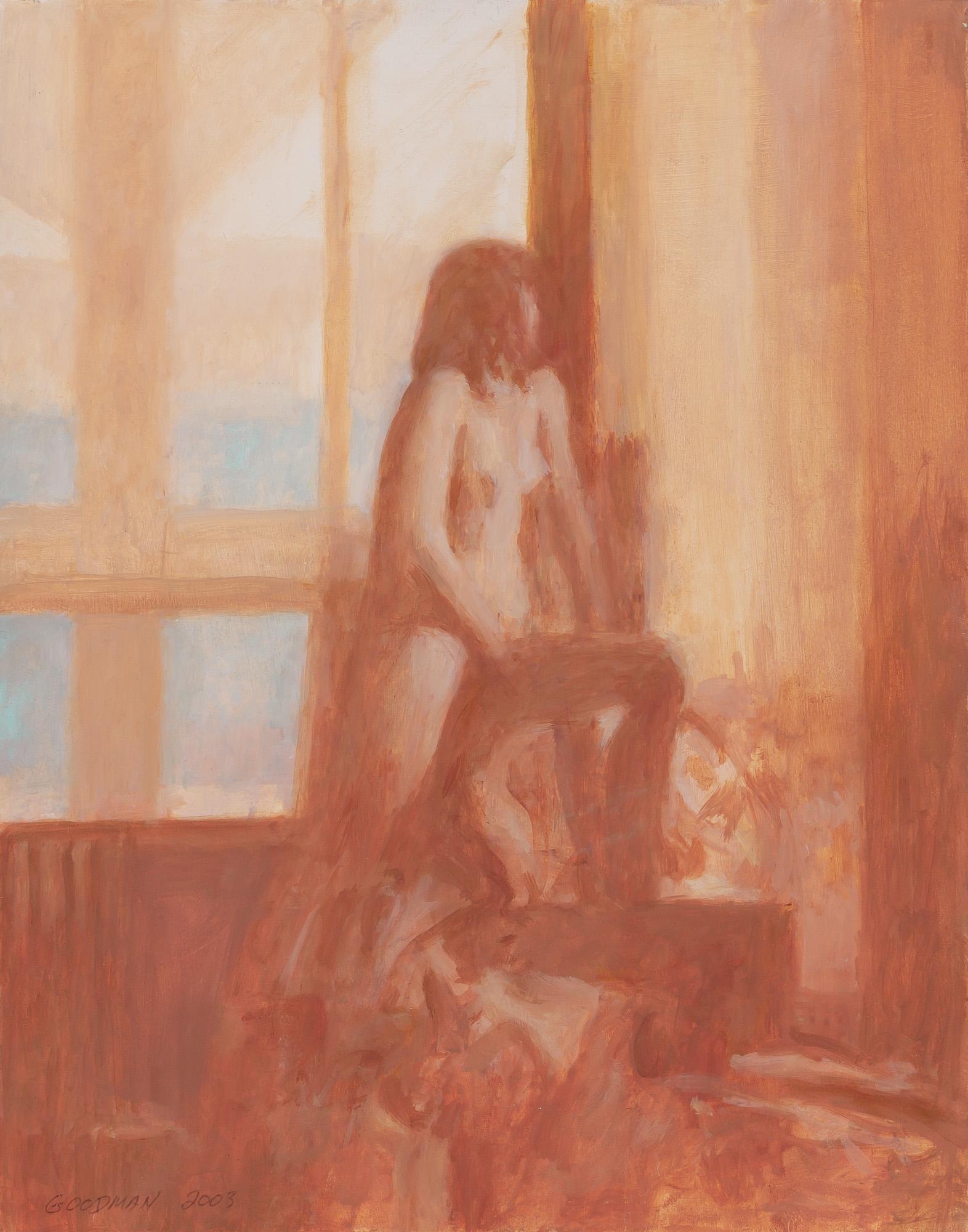 Sidney Goodman American, 1936-2013 Model at the Pennsylvania Academy of Fine Art, 2003: Sidney Goodman American, 1936-2013 Model at the Pennsylvania Academy of Fine Art, 2003 Signed and dated Goodman 2003 (ll) Oil on board 14 x 11 inches (35.6 x 27.9 cm) Provenance: ACA Galleries, New Yo