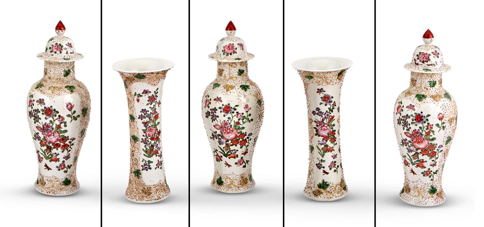 Continental Chinese Style Porcelain Five-Piece Garniture (1 of 3)