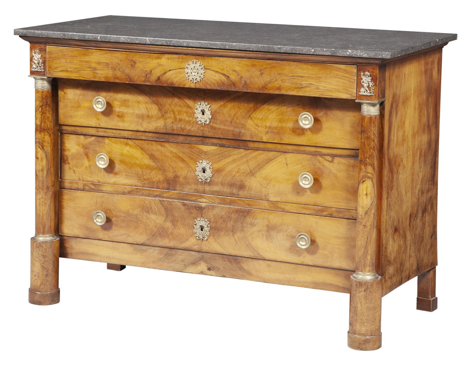 French Empire Gilt-Bronze Mounted Walnut Commode (1 of 6)