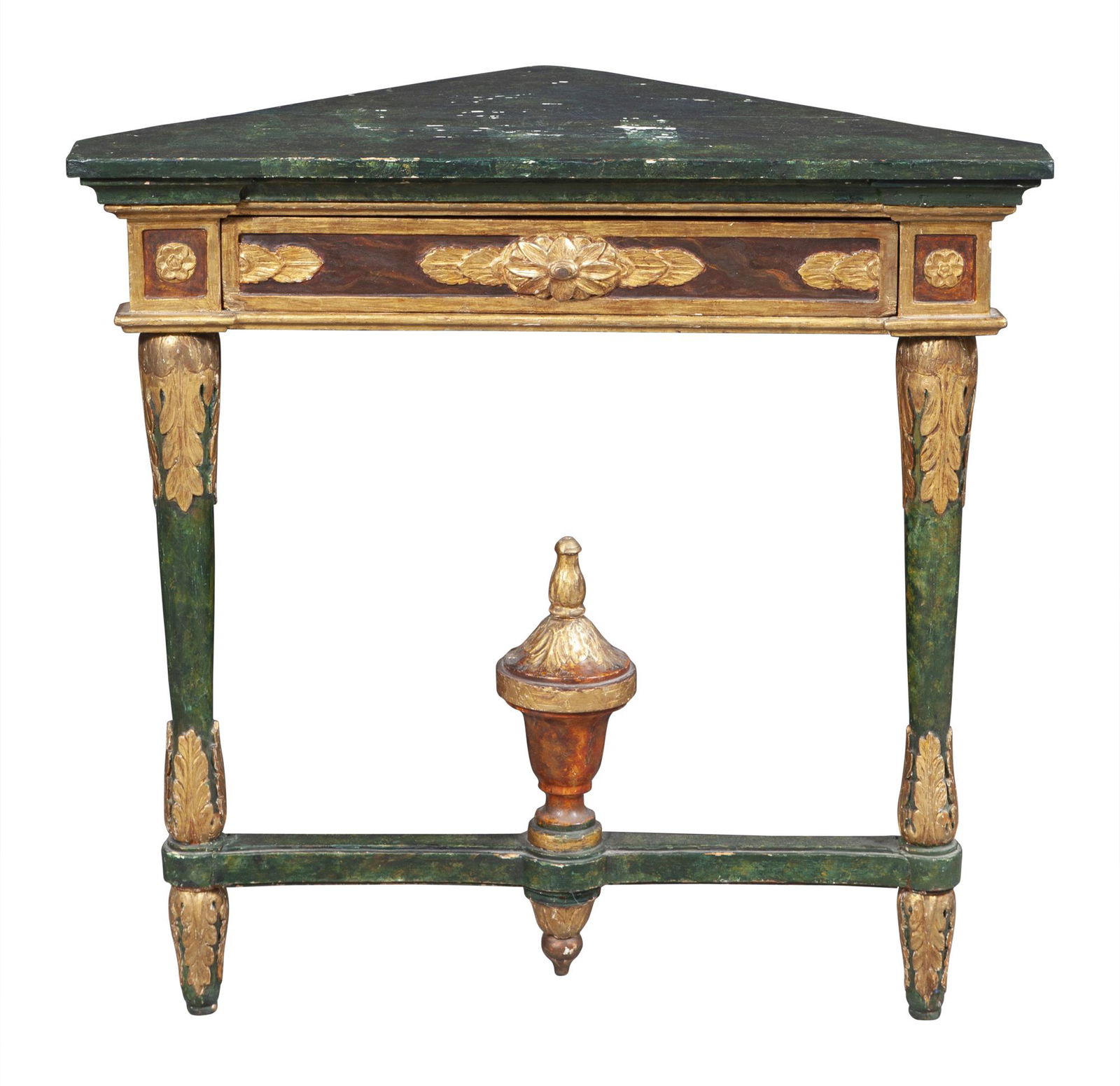Continental Neoclassical Style Painted Wood and Parcel-Gilt Corner Table (1 of 4)