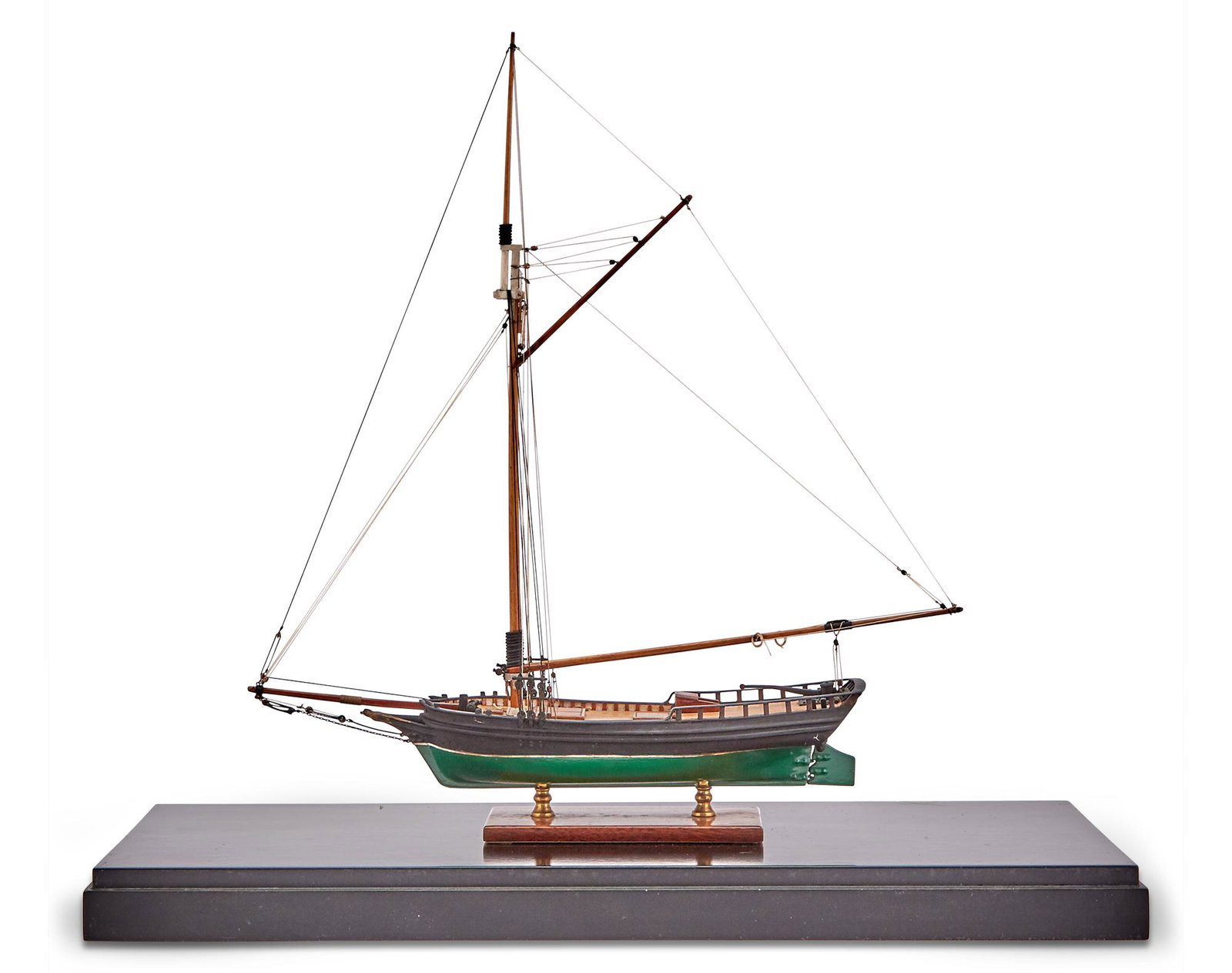 Model Ship in Glazed Case: Model Ship in Glazed Case Height of ship approximately 14 inches, height of case 17 inches, width 17 inches, depth 7 inches. C