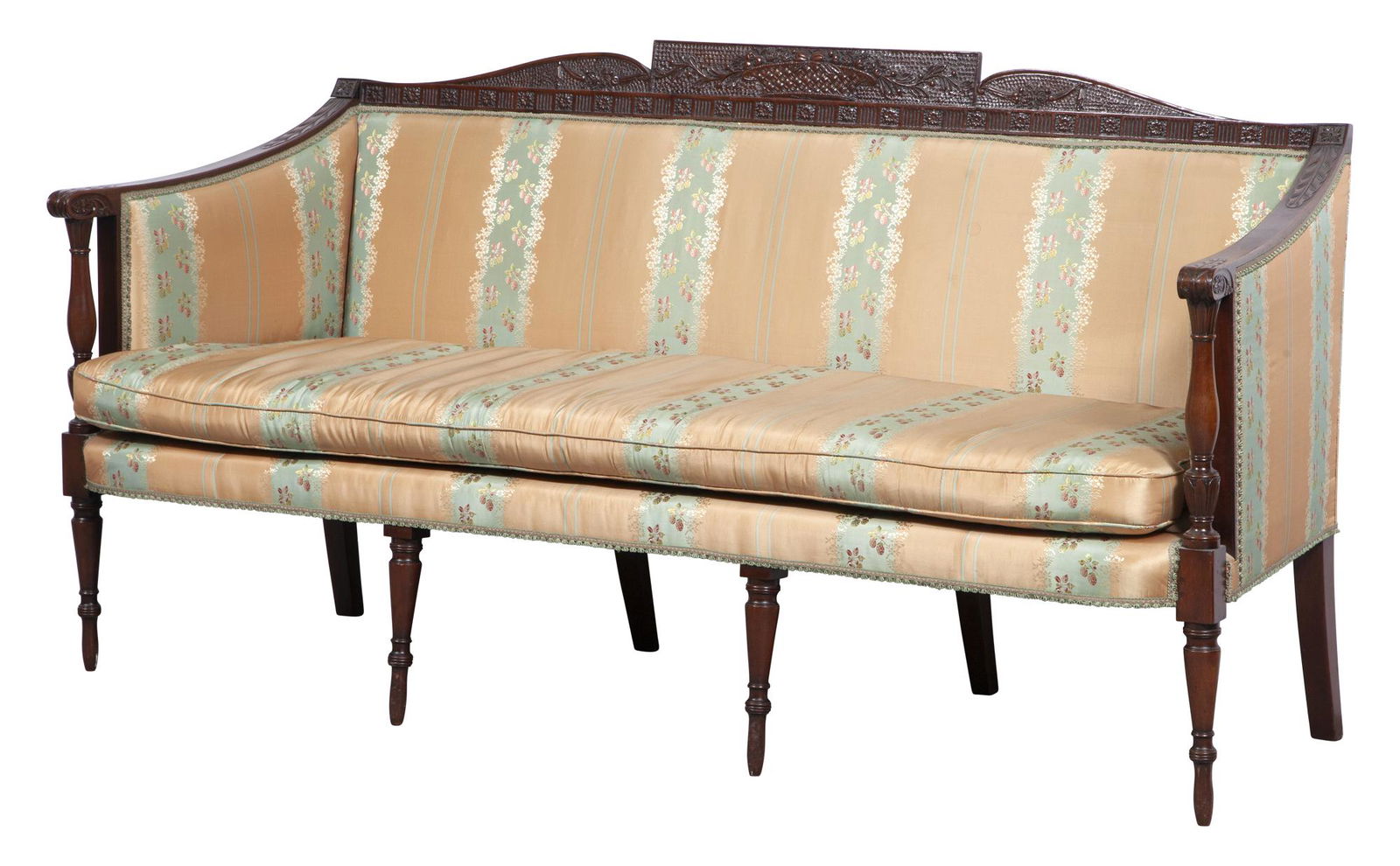 Federal Style Upholstered Carved Mahogany Sofa (1 of 9)