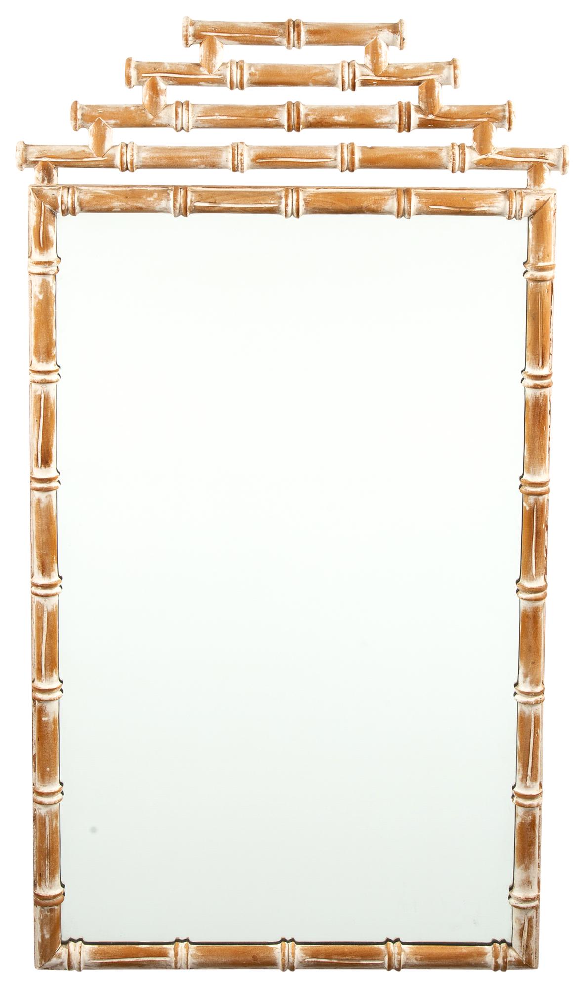 Faux Bamboo White Painted Wood Mirror (1 of 3)