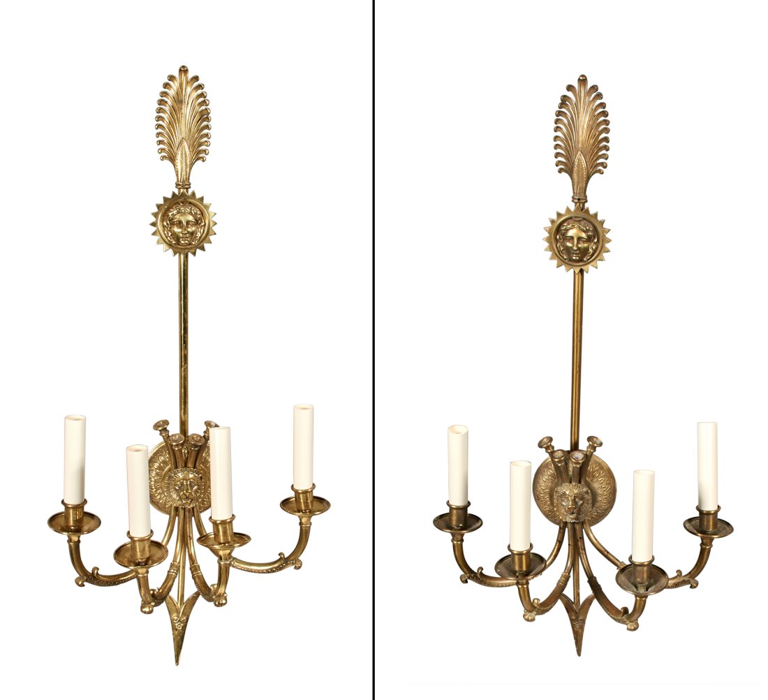 Set of Four Large Caldwell Bronze Four- Light Sconces (1 of 5)