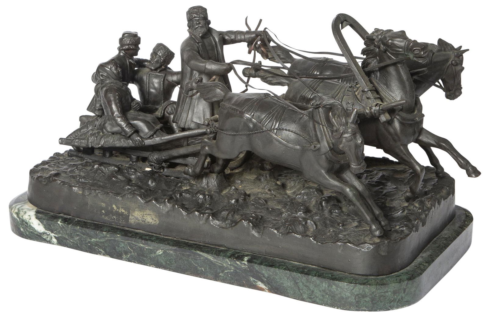 Russian Bronze Troika Group on a Marble Base (1 of 4)