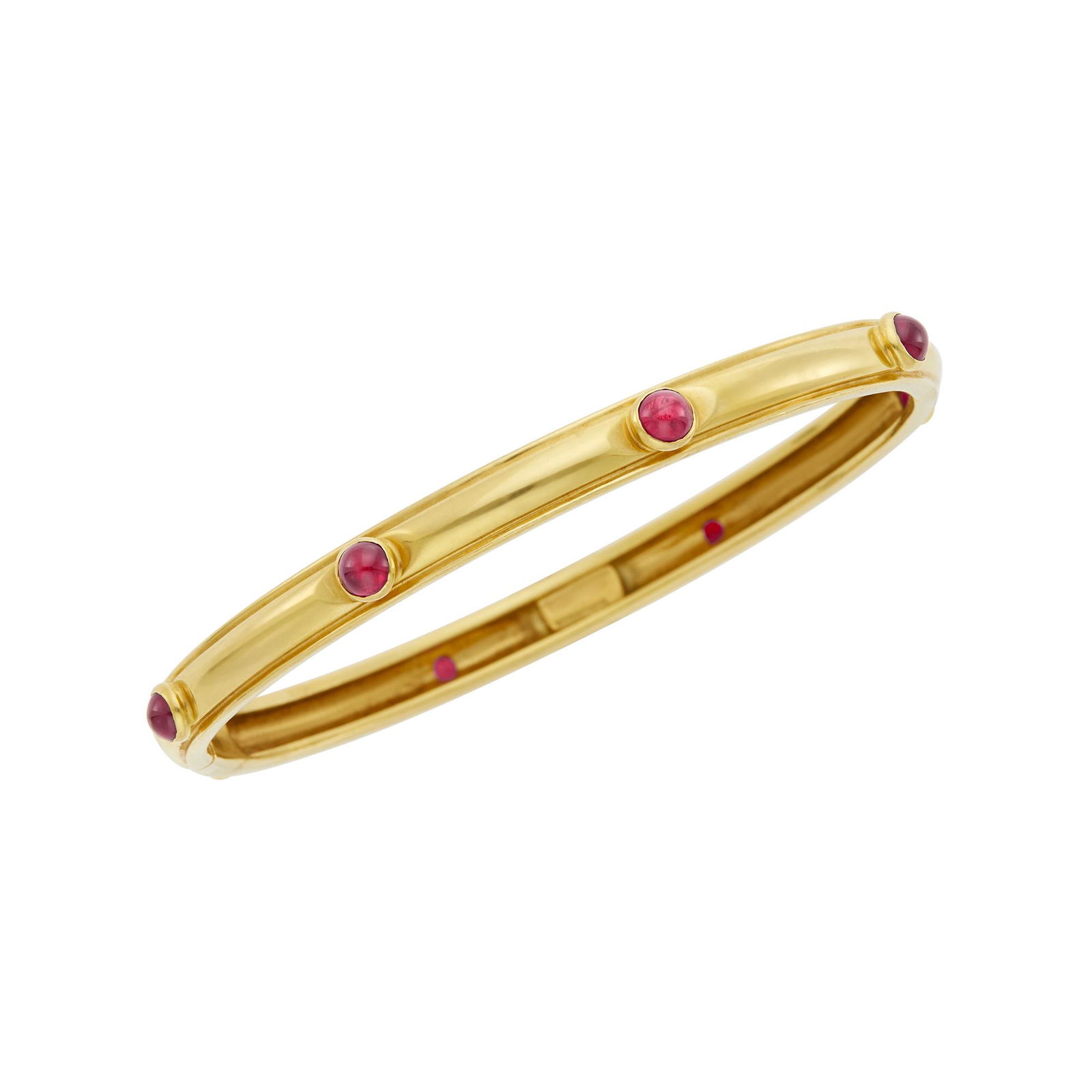 Tiffany & Co. Gold and Cabochon Ruby Bangle Bracelet (1 of 3)